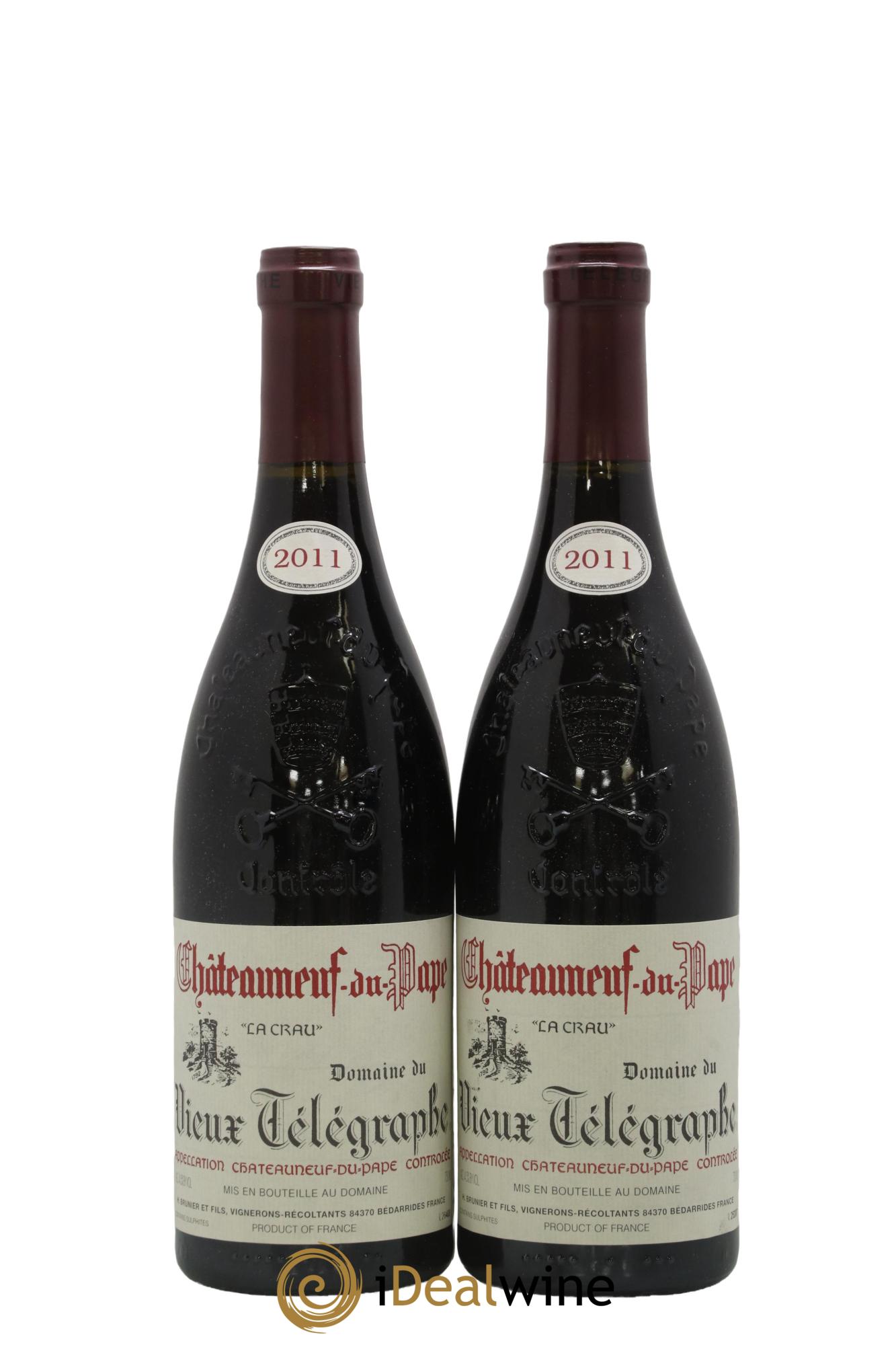 Châteauneuf-du-Pape Vieux Télégraphe (Domaine du) Vignobles Brunier La Crau Domaine du Vieux Télégraphe Vignobles Brunier 2011 - Lot of 2 bottles - 0