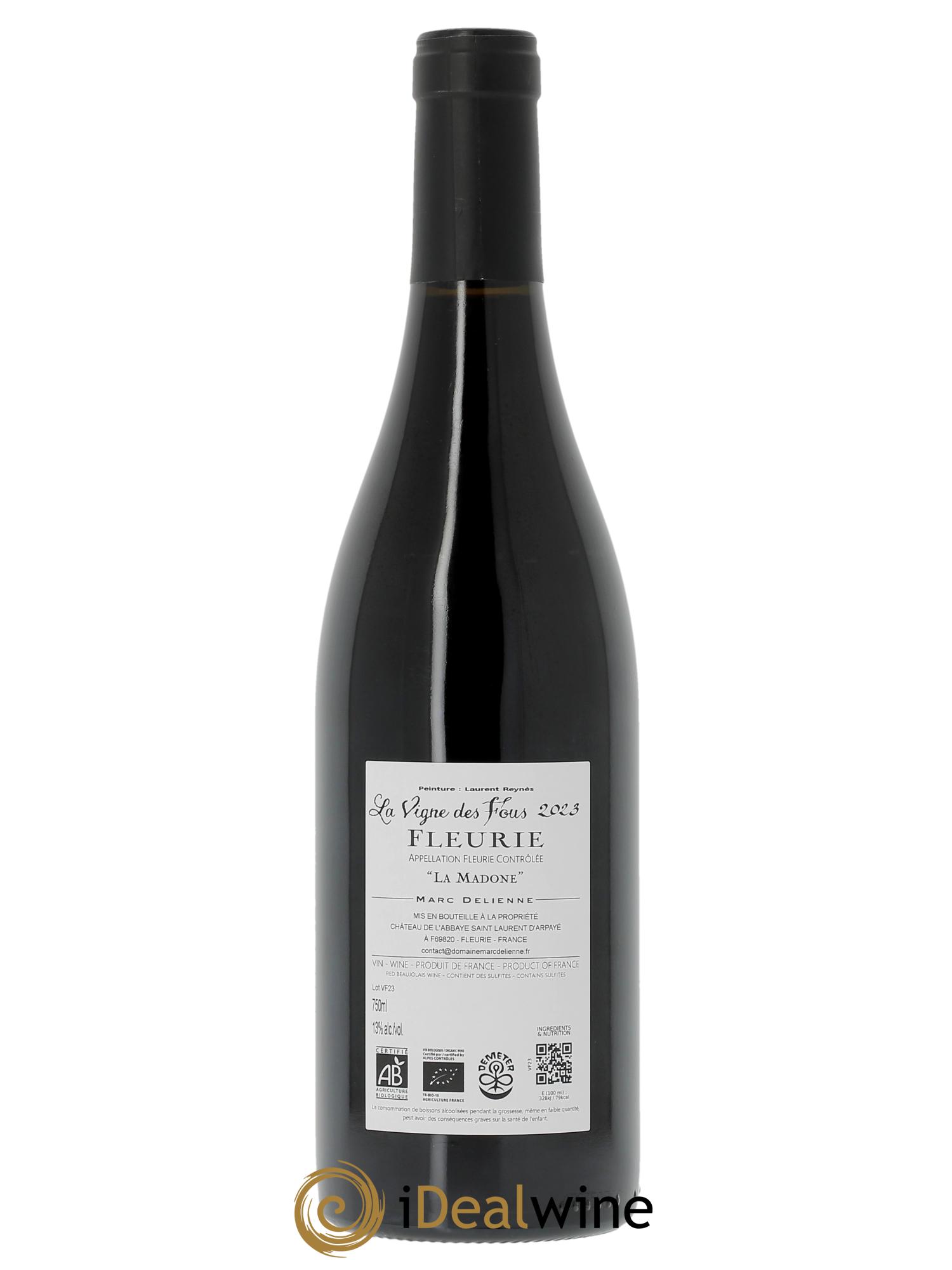 Fleurie La Vigne des Fous Marc Delienne  2023 - Lot of 1 bottle - 1