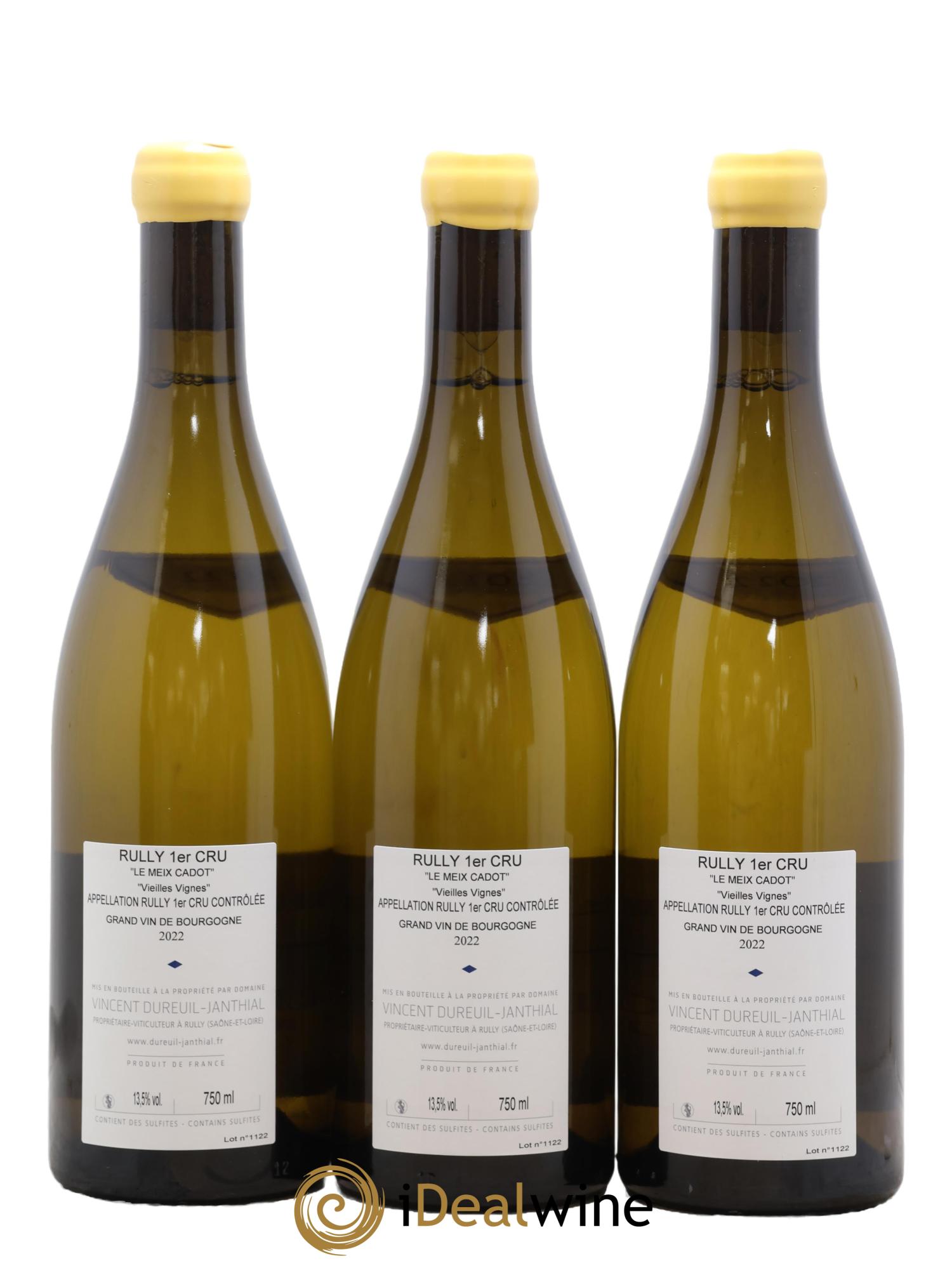 Rully 1er Cru Le Meix Cadot Vieilles Vignes Vincent Dureuil-Janthial 2022 - Lotto di 3 bottiglie - 1