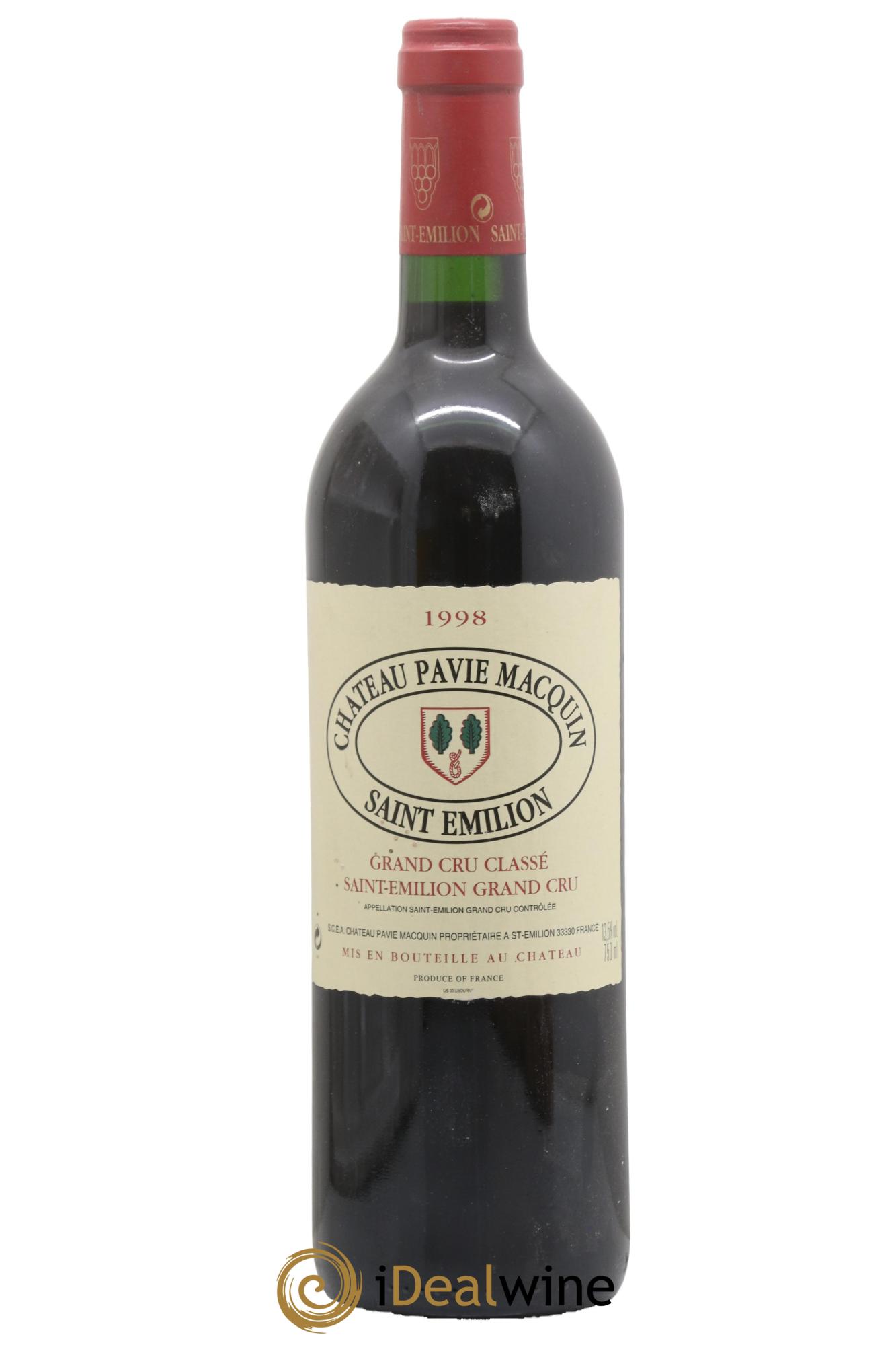 Château Pavie Macquin 1er Grand Cru Classé B 1998 - Lot de 1 bouteille - 0