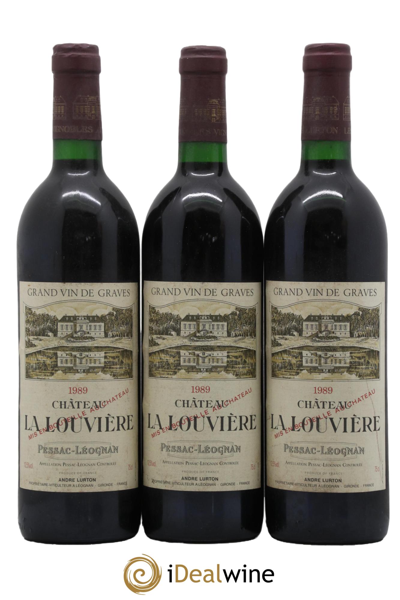 Château la Louvière 1989 - Lot de 3 bouteilles - 0