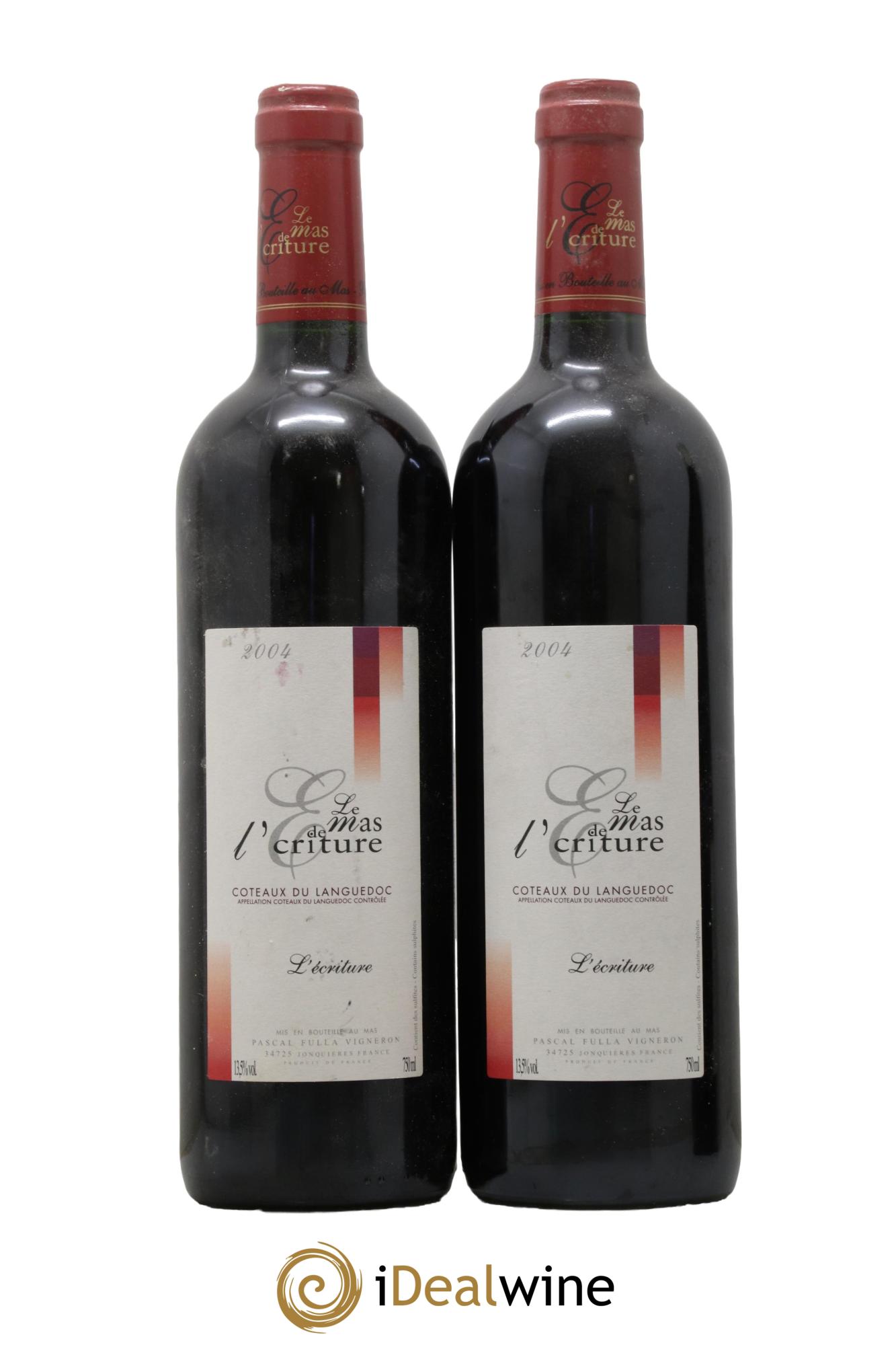 Coteaux du Languedoc L'Ecriture Le Mas De L'Ecriture 2004 - Lot of 2 bottles - 0