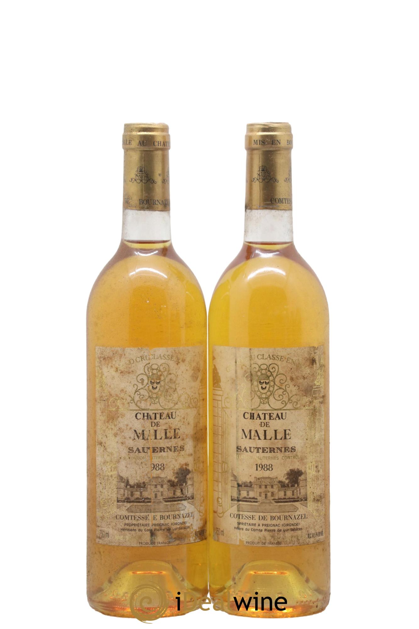 Château de Malle 2ème Grand Cru Classé 1988 - Lot de 2 bouteilles - 0