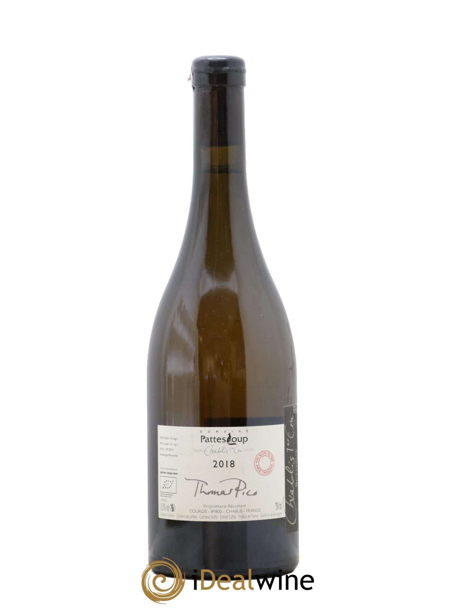 Chablis 1er Cru Butteaux Pattes Loup (Domaine) 2018 - Lot de 1 bouteille - 1