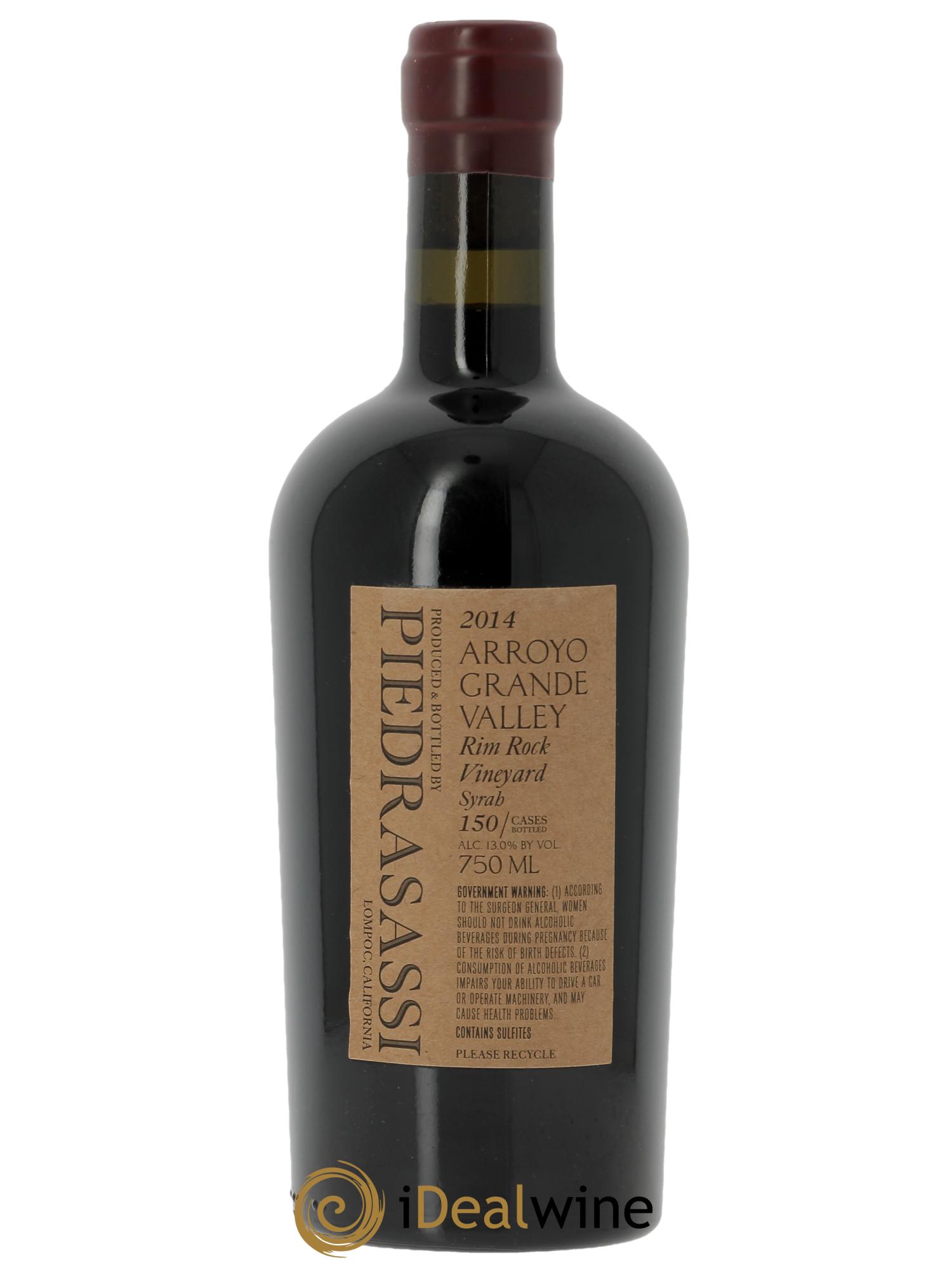 Arroyo Grande Valley Piedrasassi Rim Rock Syrah Sashi Moorman 2014 - Lot of 1 bottle - 1