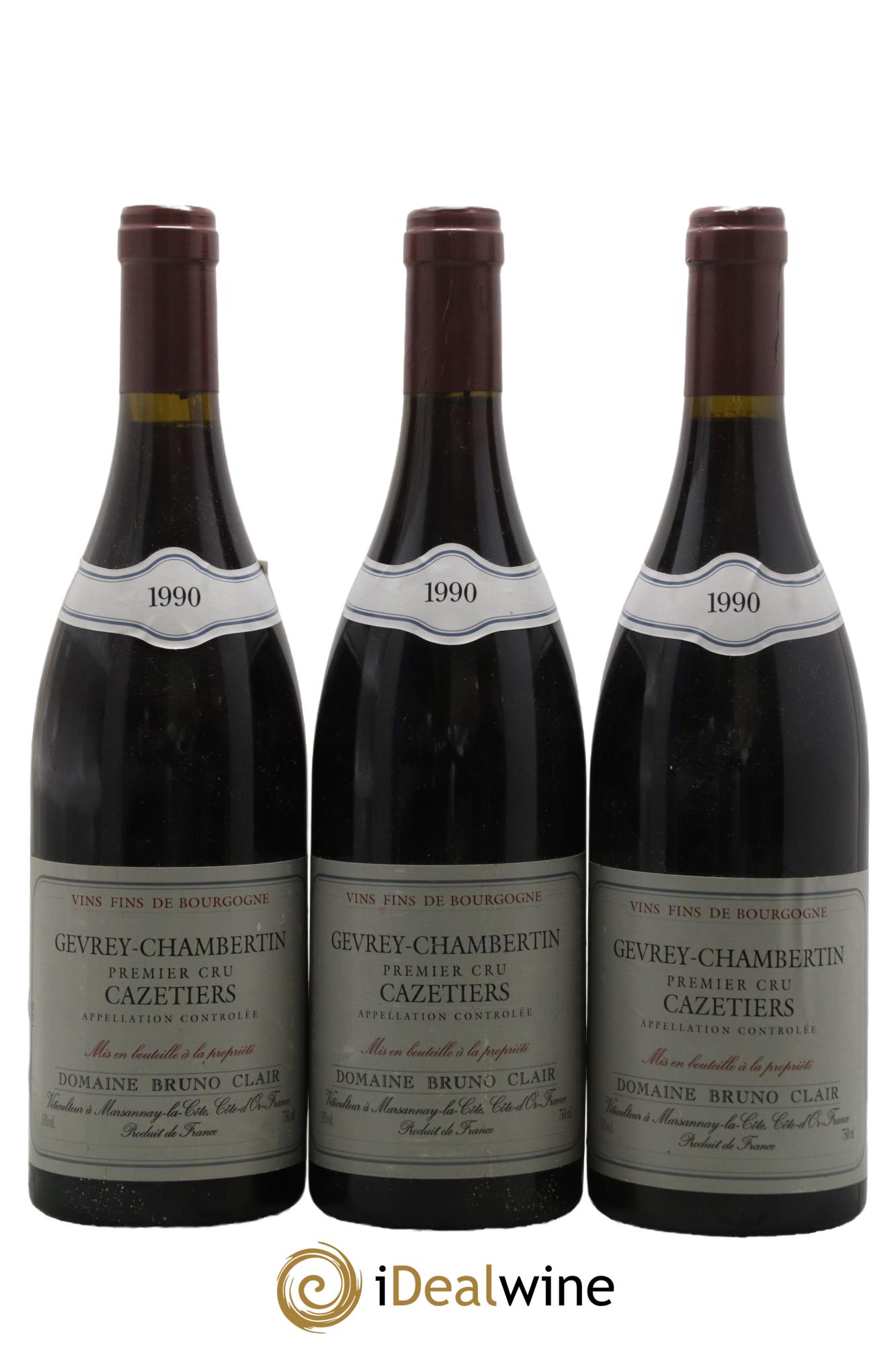 Gevrey-Chambertin 1er Cru Les Cazetiers Bruno Clair (Domaine) 1990 - Lot de 3 bouteilles - 0