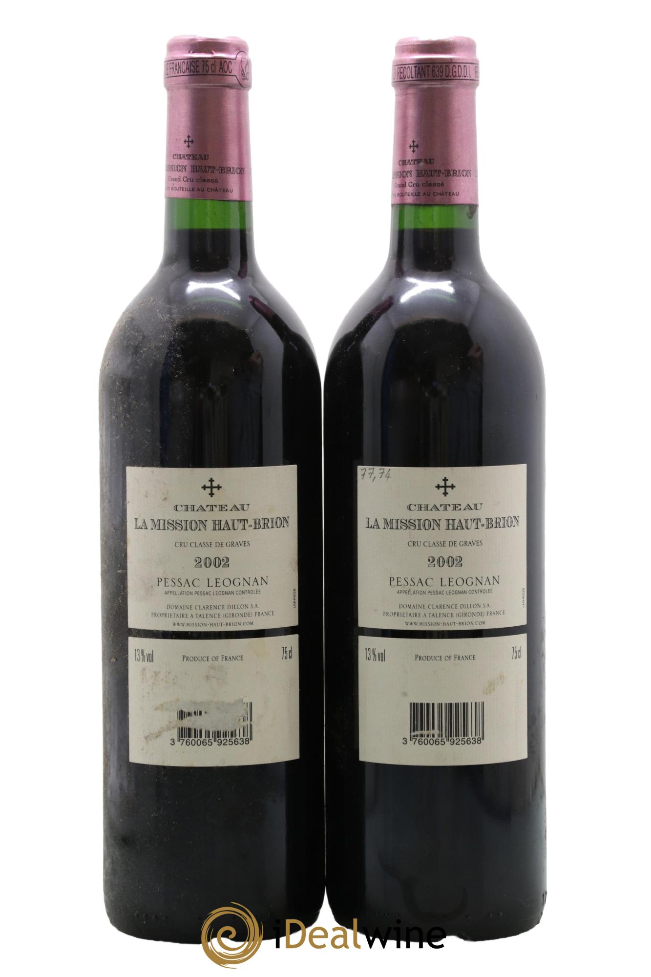 Château la Mission Haut-Brion Cru Classé de Graves 2002 - Lot of 2 bottles - 1