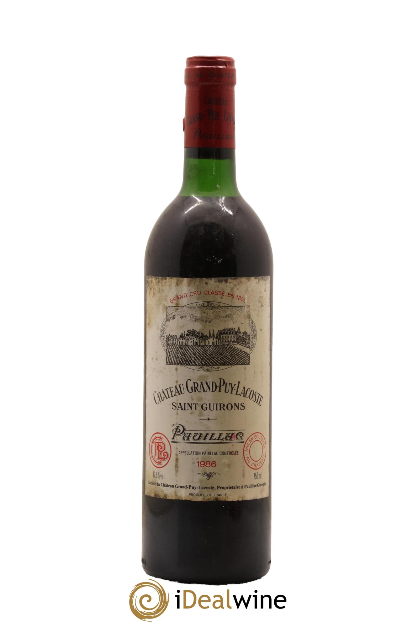 Château Grand Puy Lacoste 5ème Grand Cru Classé 1986 - Lot de 1 bouteille - 0