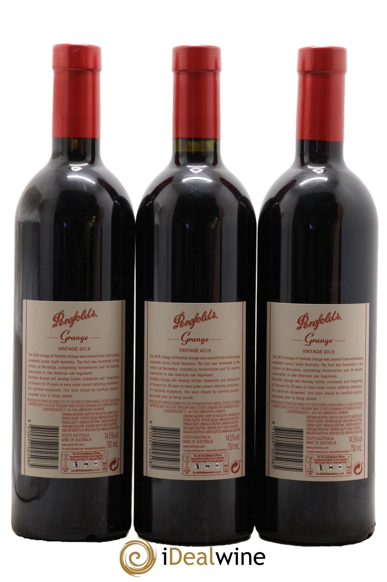 South Australia Penfolds Wines Grange Bin 95 2018 - Lot de 3 bouteilles - 1