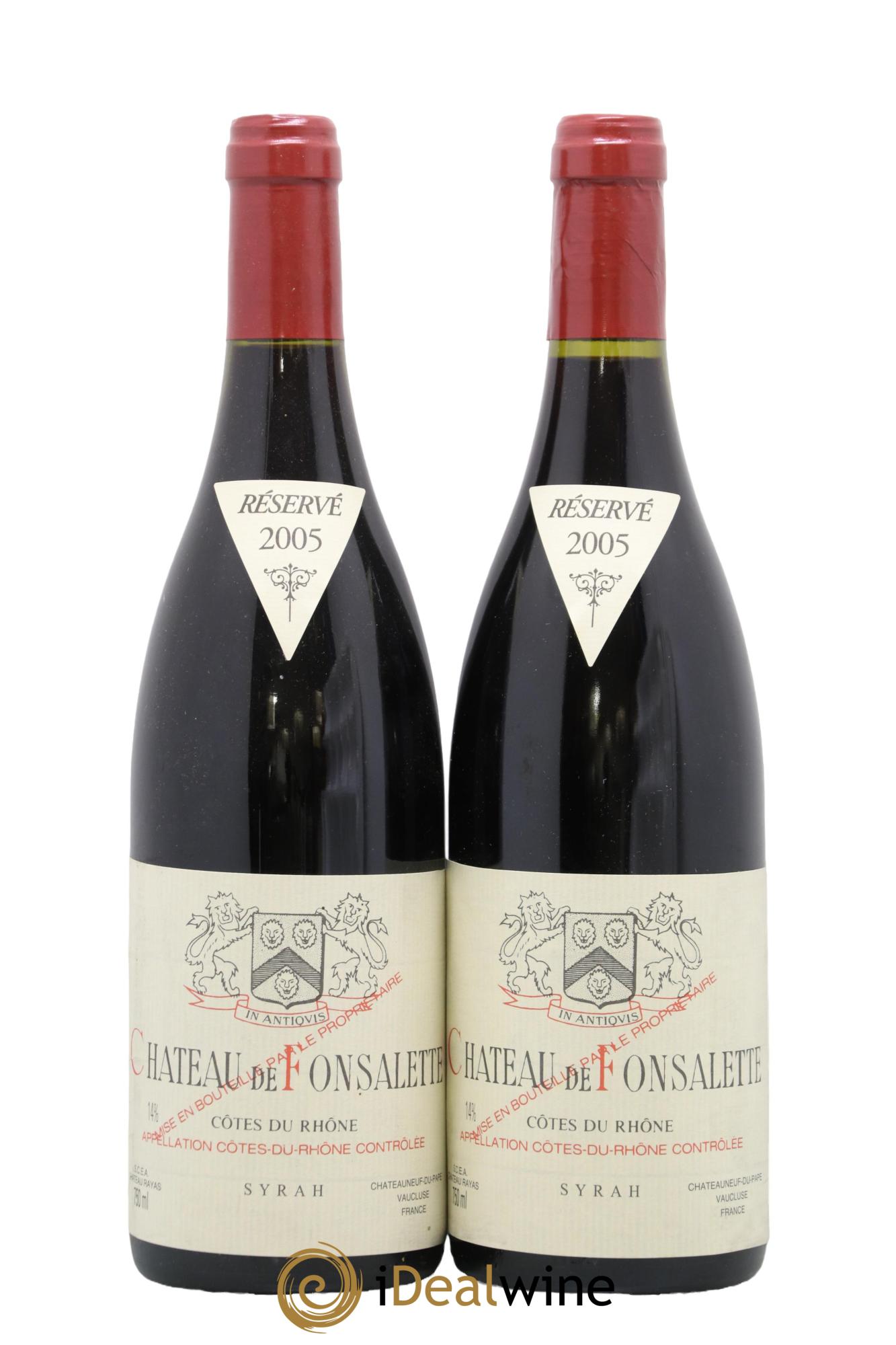 Côtes-du-Rhône Cuvée Syrah Château de Fonsalette 2005 - Lot of 2 bottles - 0
