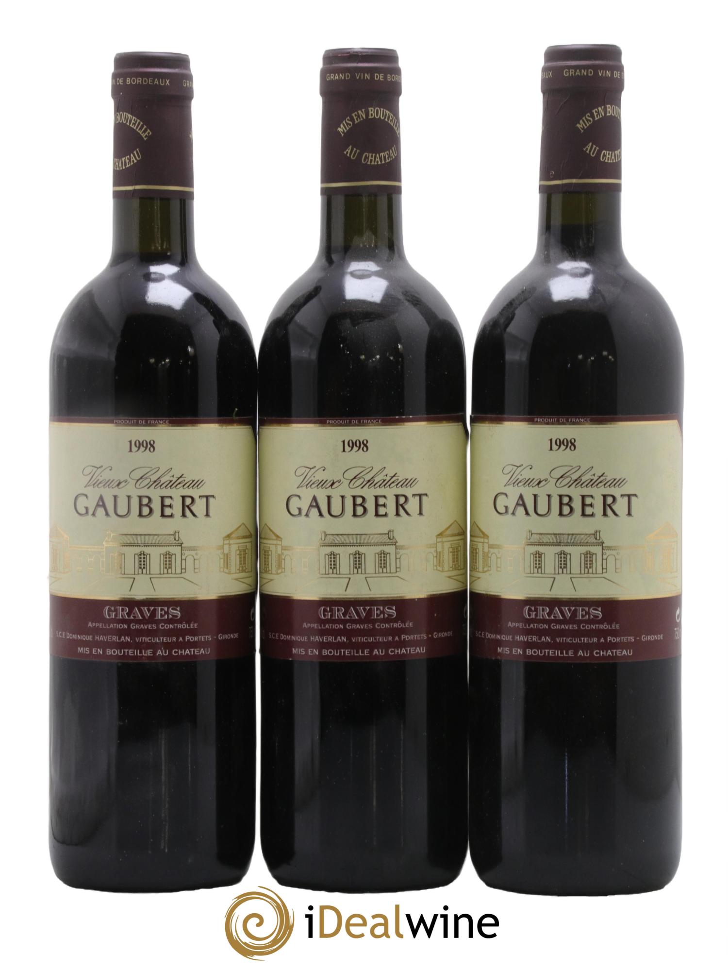 Graves Château Vieux Gaubert 1998 - Posten von 3 Flaschen - 0