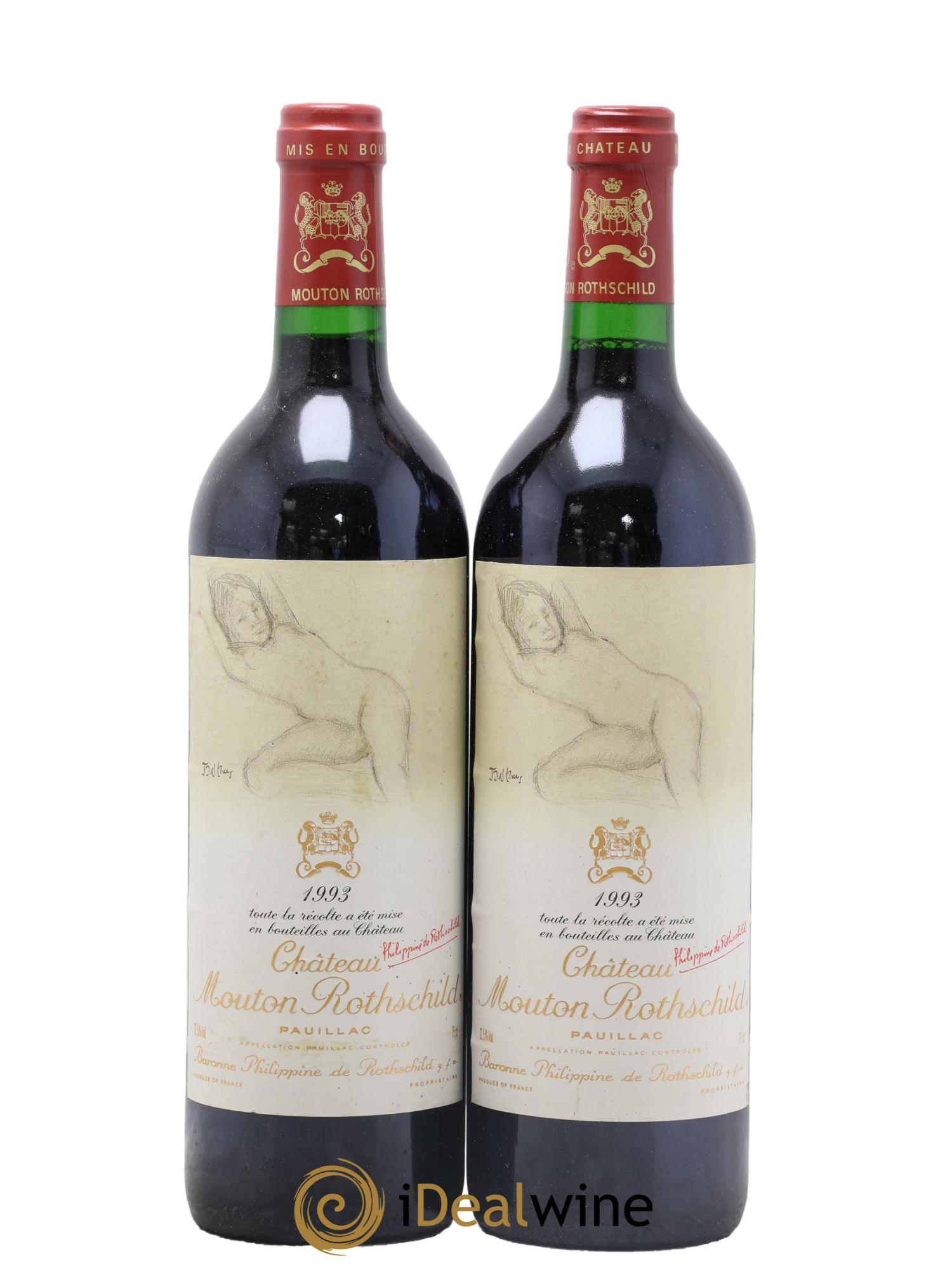 Château Mouton Rothschild 1er Grand Cru Classé 1993 - Lotto di 2 bottiglie - 0