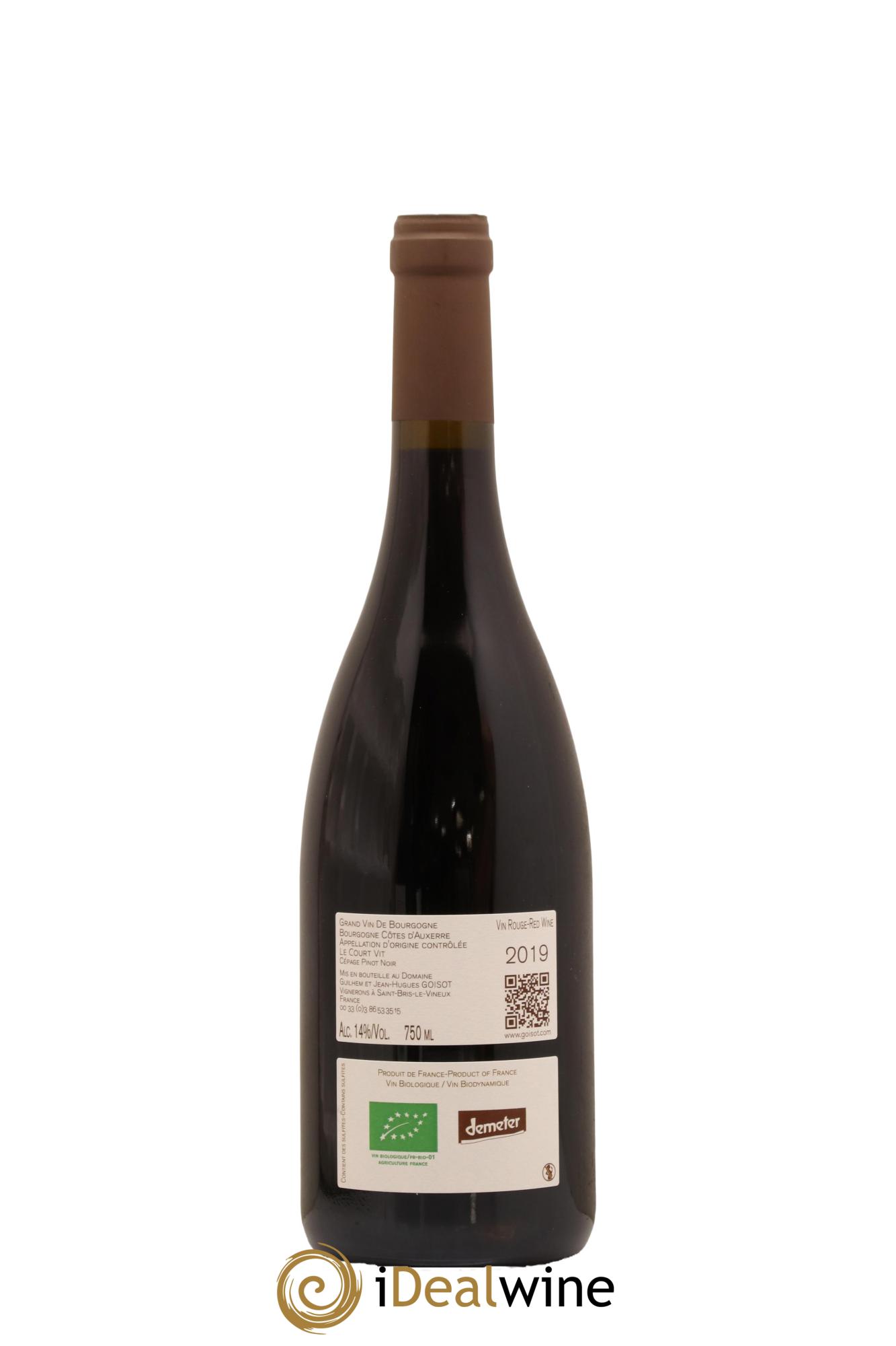 Bourgogne Côtes d'Auxerre Le Court Vit Goisot 2019 - Lot of 1 bottle - 1