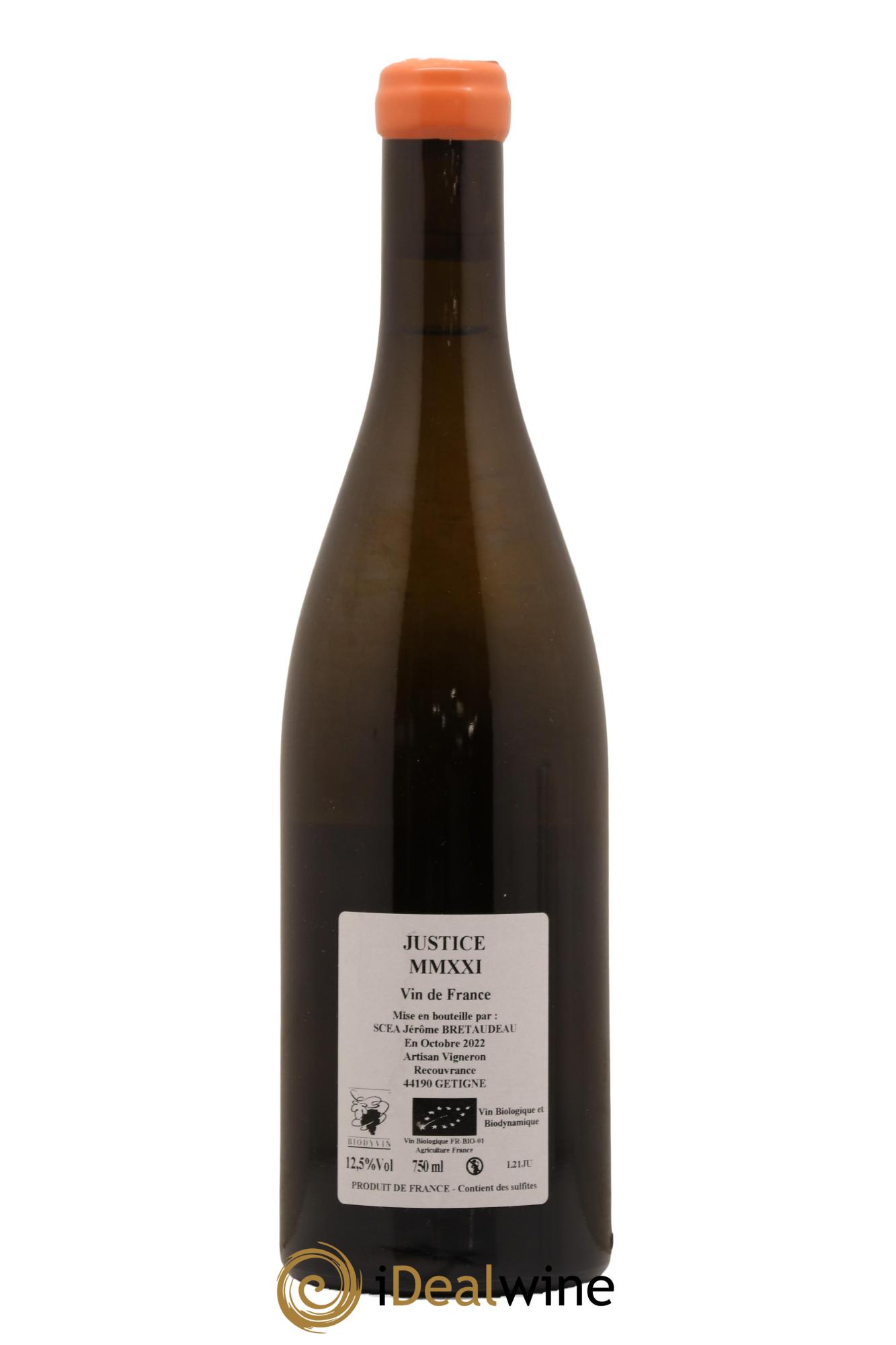 Vin de France La Justice Jérôme Bretaudeau - Domaine de Bellevue 2021 - Lot de 1 bouteille - 1