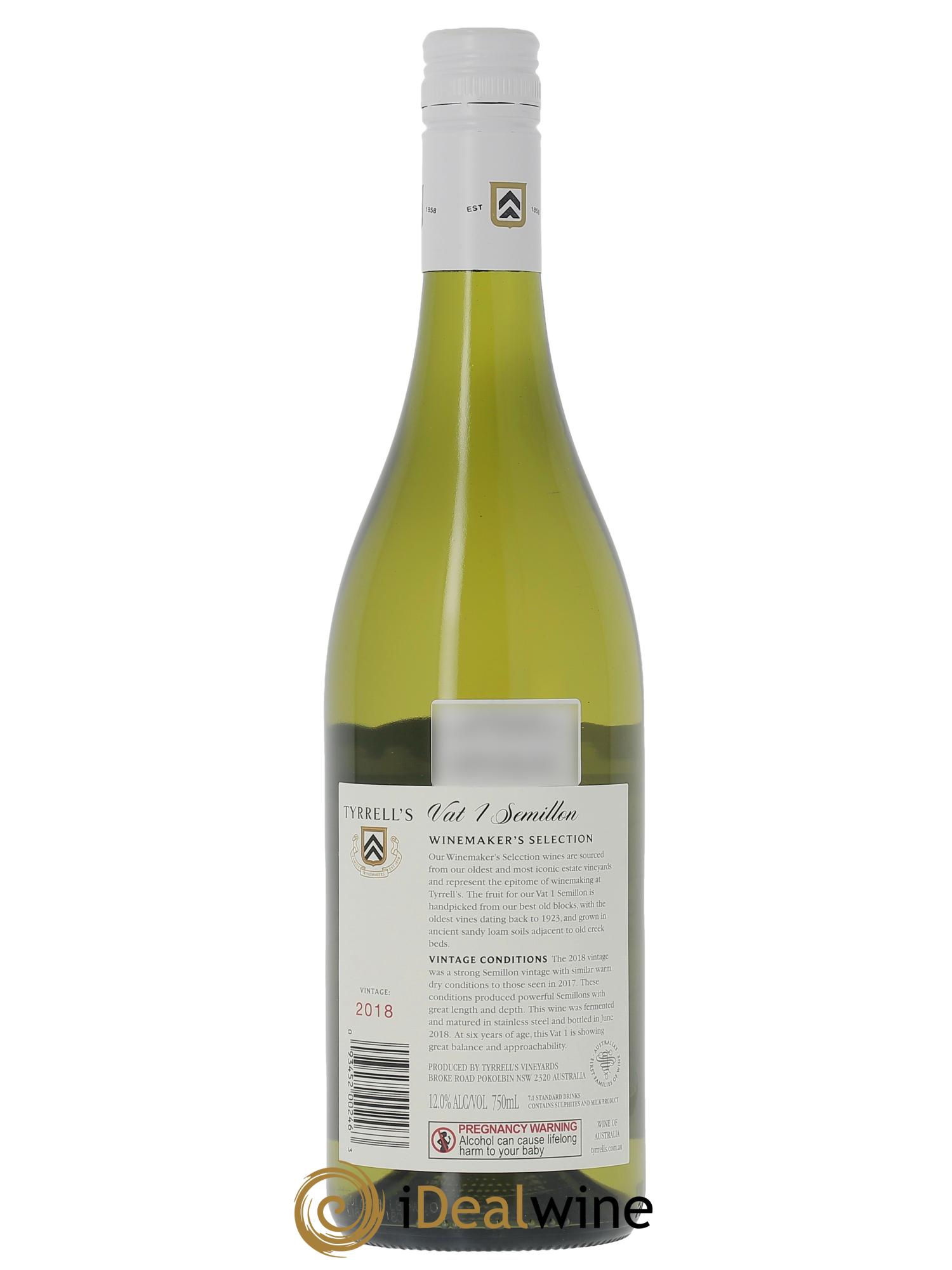 Hunter Valley Tyrrell's Wines Vat 1 Semillon   2018 - Lot de 1 bouteille - 1