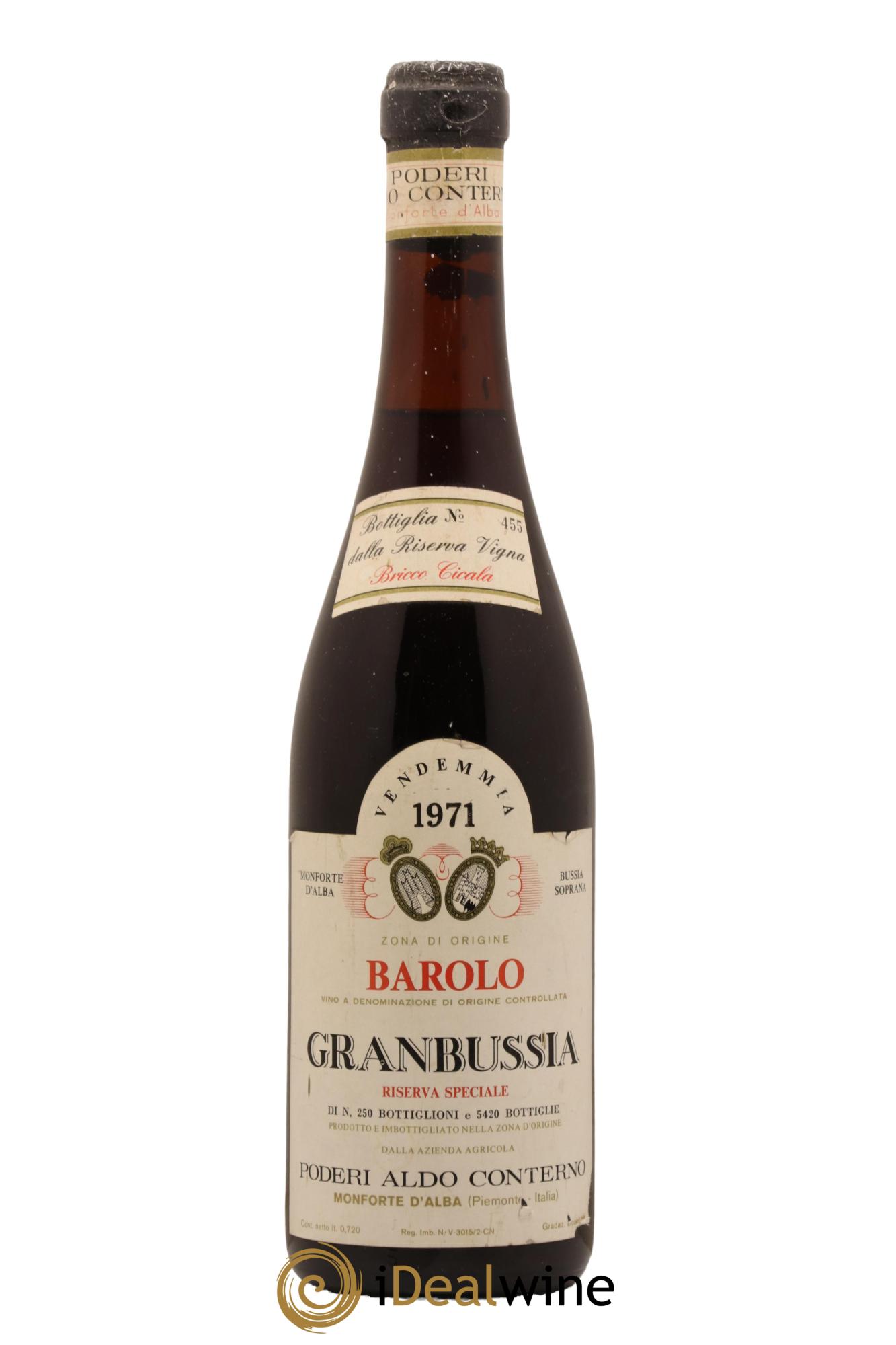 Barolo Riserva Speciale Granbussia Bricco Cicala Conterno Aldo 1971 - Lot de 1 bouteille - 0