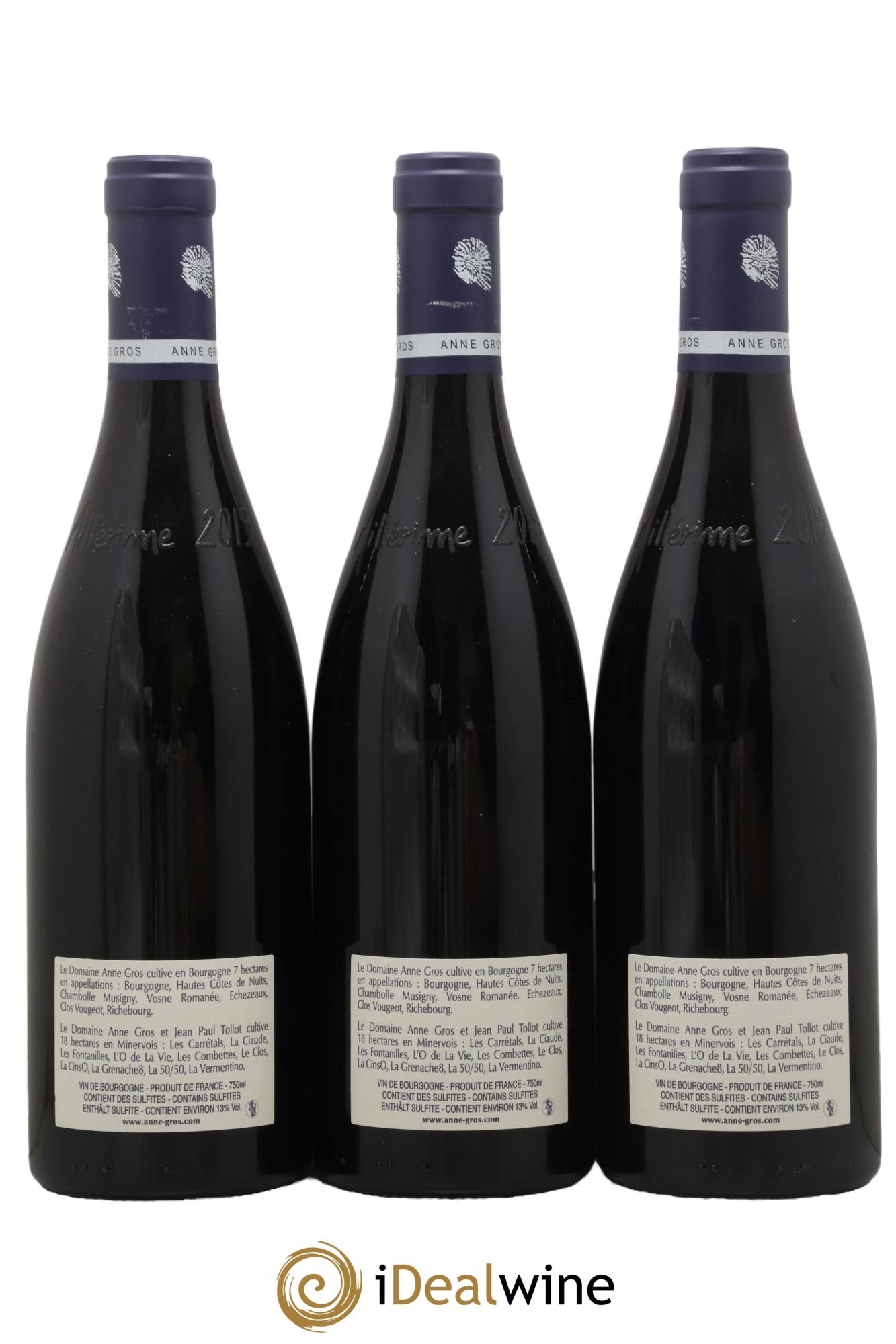 Clos de Vougeot Grand Cru Le Grand Maupertui Anne Gros 2019 - Lot of 3 bottles - 1