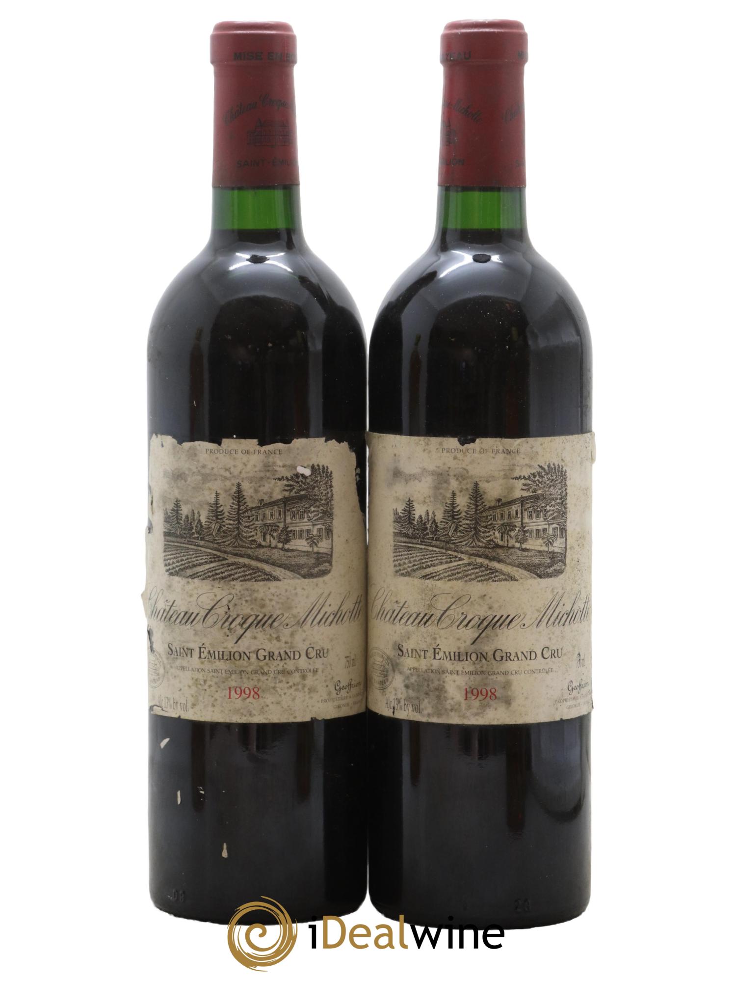 Château Croque Michotte 1998 - Lot de 2 bouteilles - 0