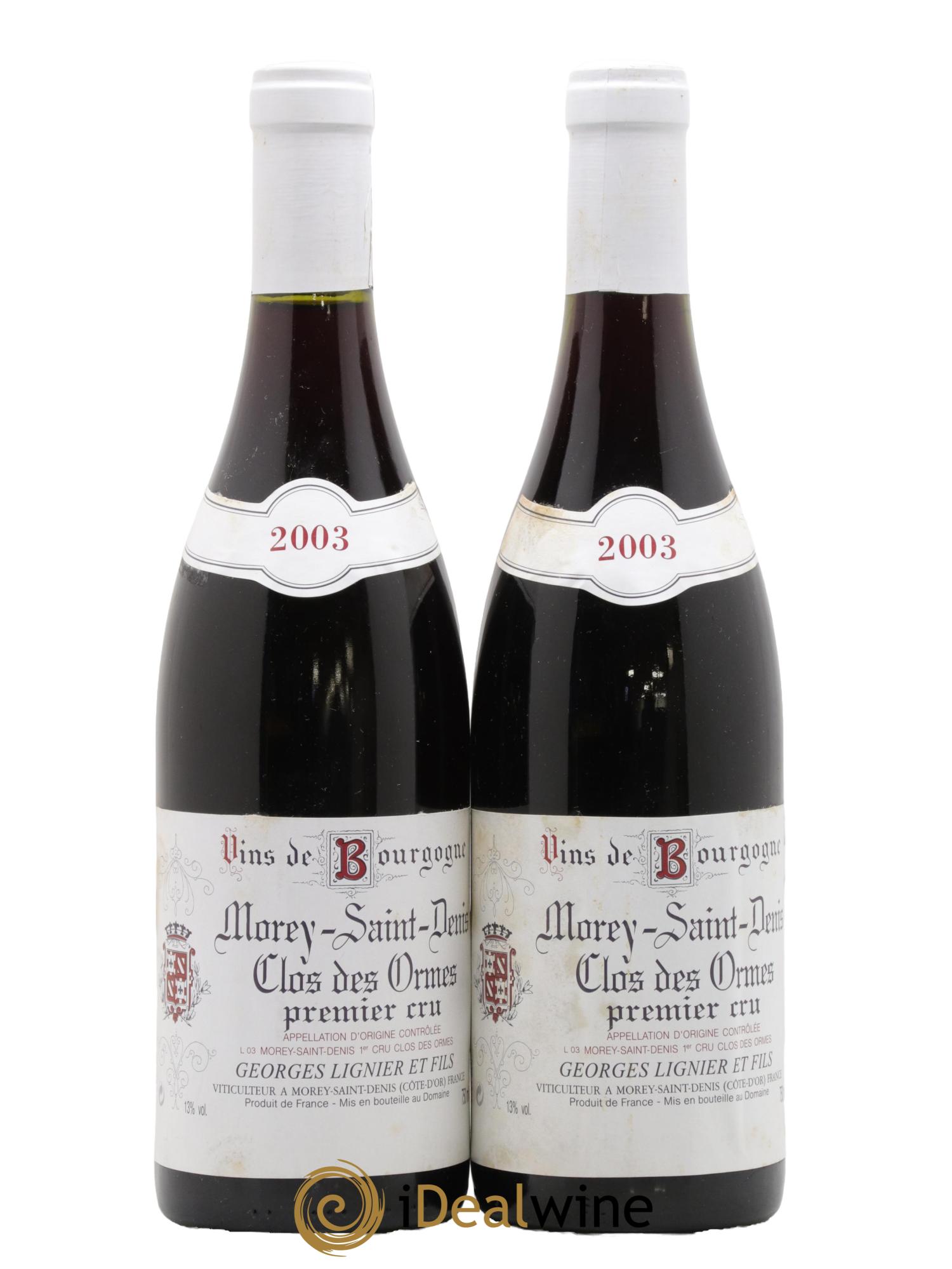 Morey Saint-Denis 1er Cru Clos des Ormes Georges Lignier (Domaine) 2003 - Lot de 2 bouteilles - 0