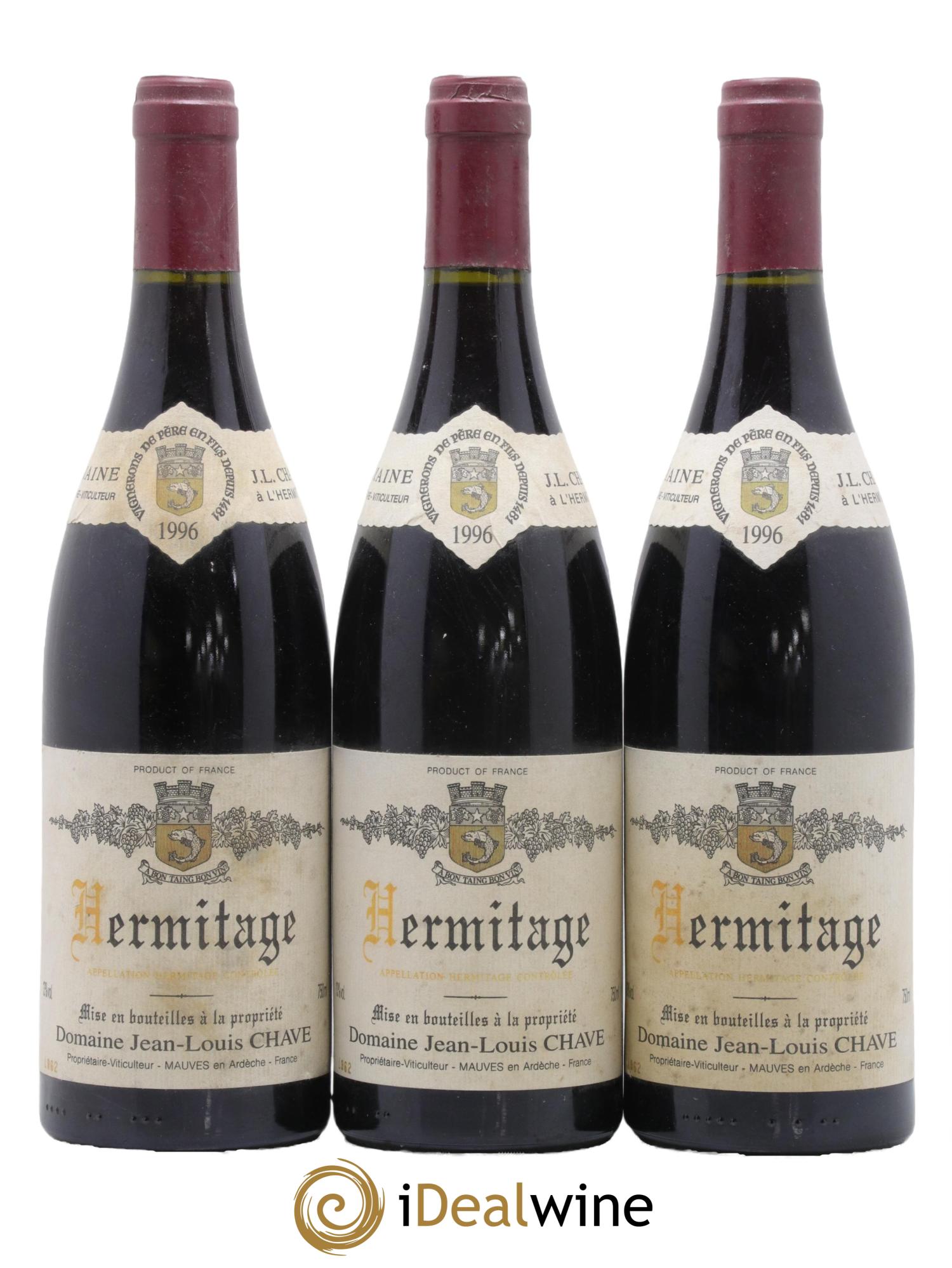 Hermitage Jean-Louis Chave 1996 - Lot de 3 bouteilles - 0