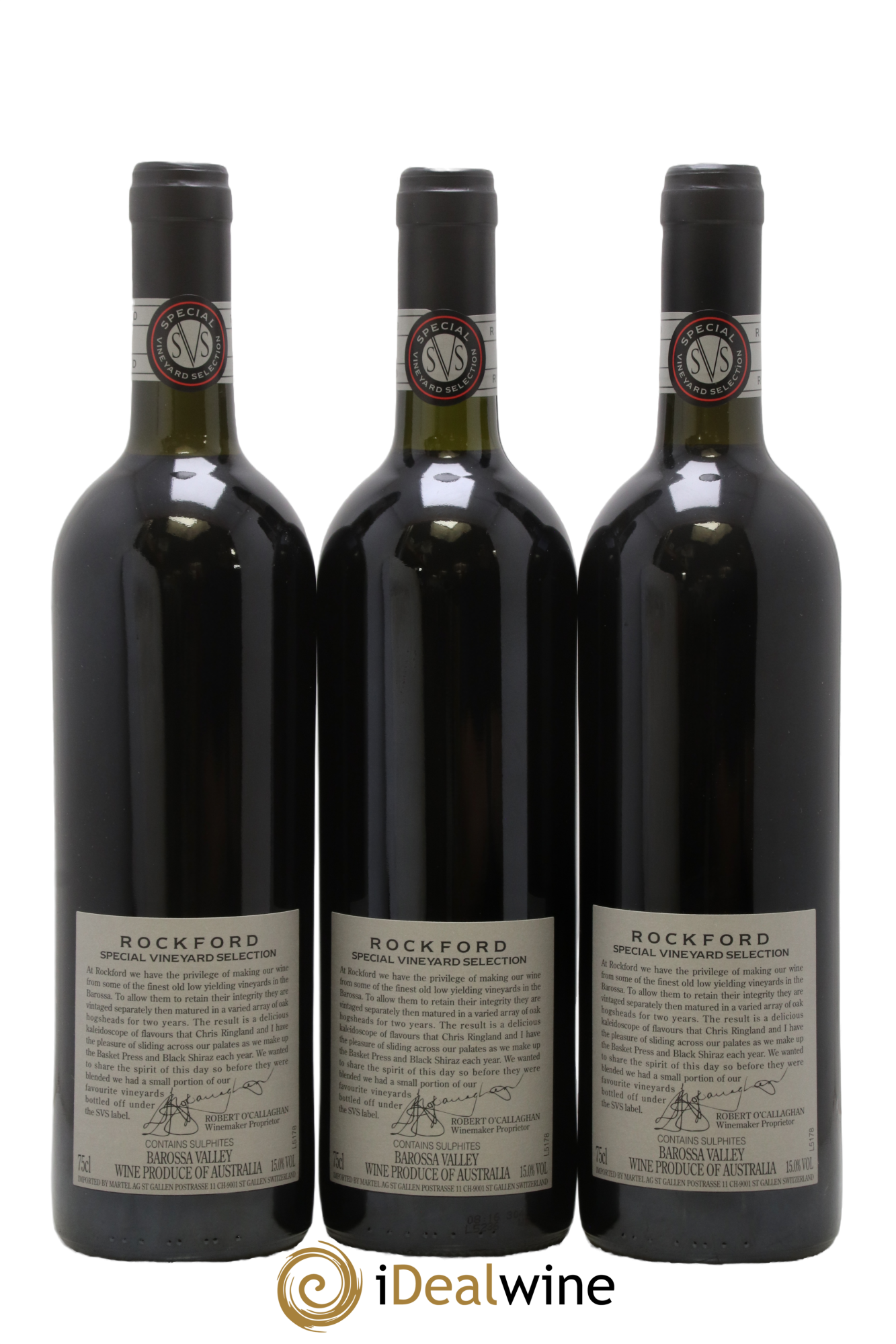 Australie Barossa Valley Hoffman Shiraz Rockford 2002 - Lot de 3 bouteilles - 1
