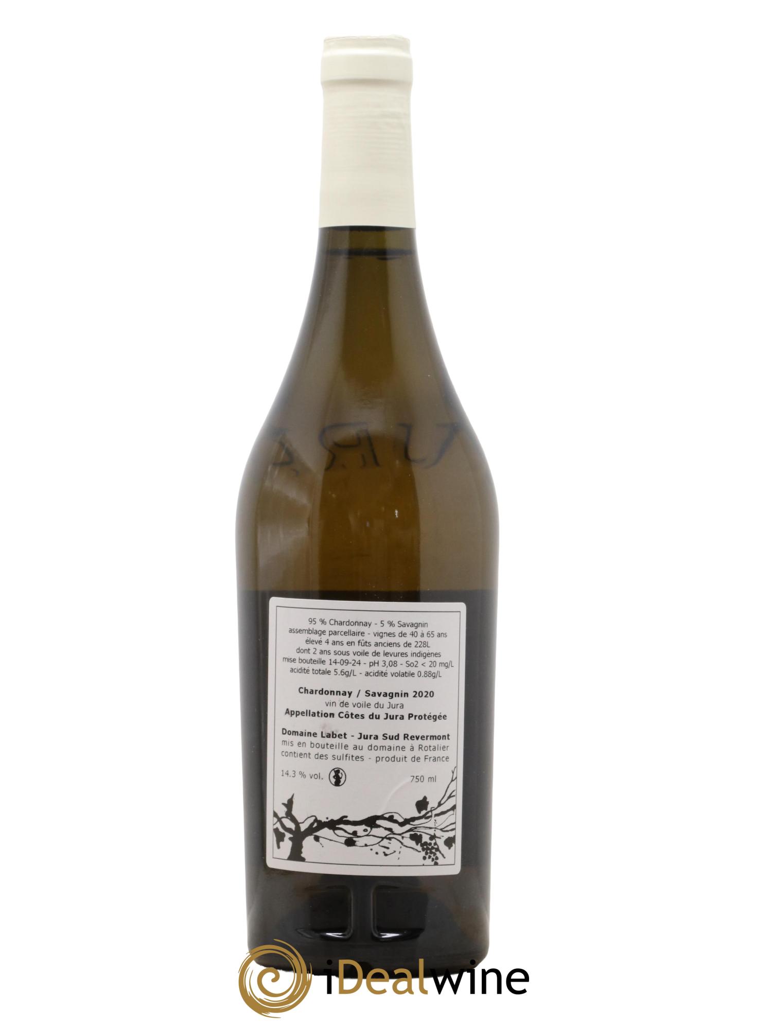 Côtes du Jura Vin de Voile Chardonnay-Savagnin cuvée de garde Romain - Julien - Charline Labet 2020 - Lot de 1 bouteille - 1