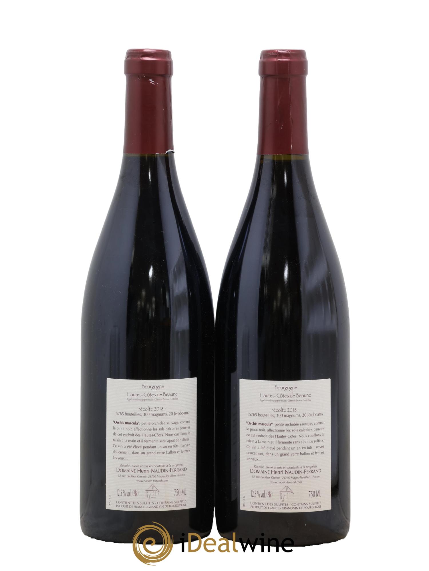Hautes-Côtes de Beaune Orchis Mascula Naudin-Ferrand (Domaine) 2018 - Lotto di 2 bottiglie - 1