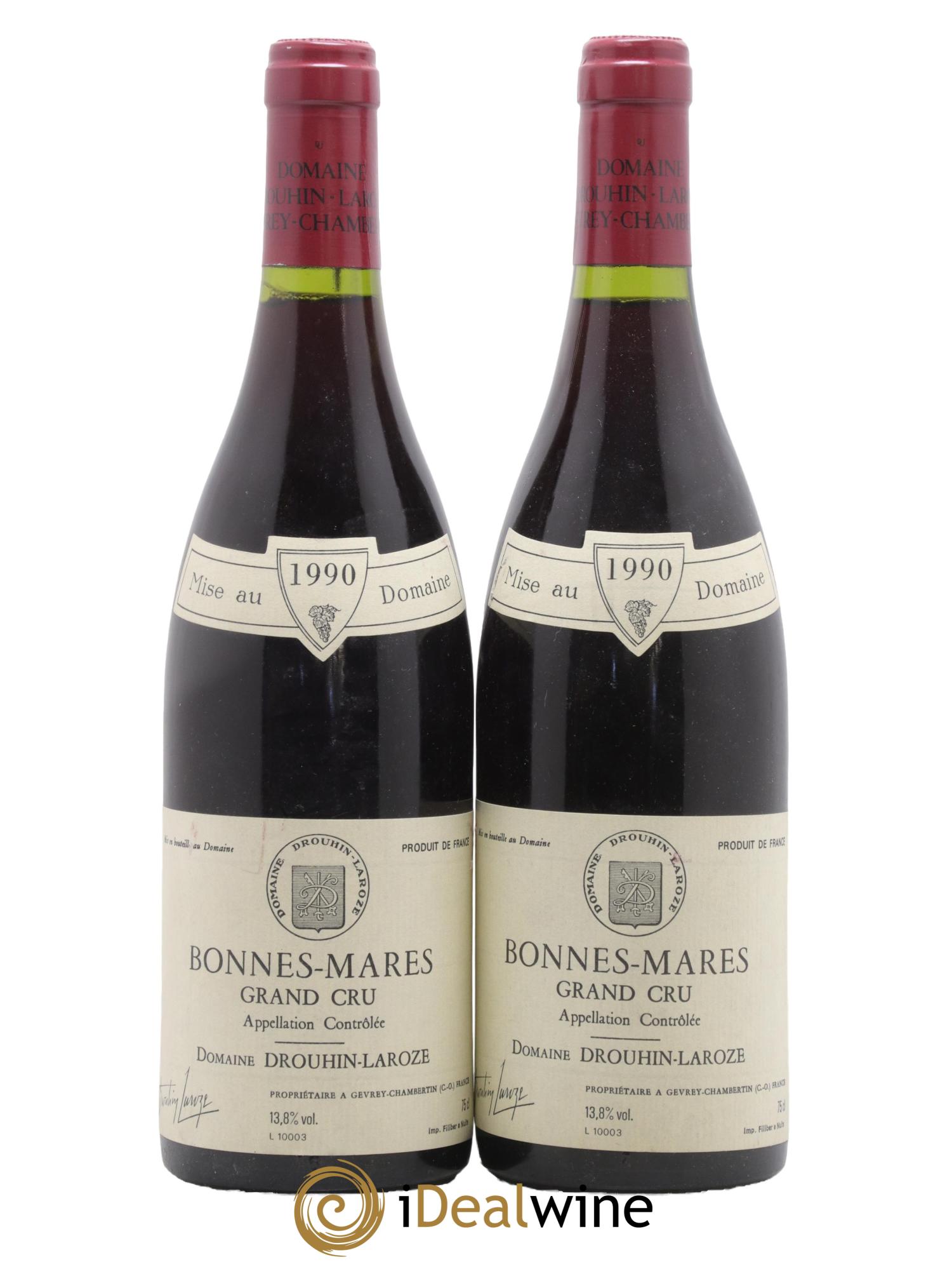 Bonnes-Mares Grand Cru Domaine Drouhin-Laroze 1990 - Lot de 2 bouteilles - 0