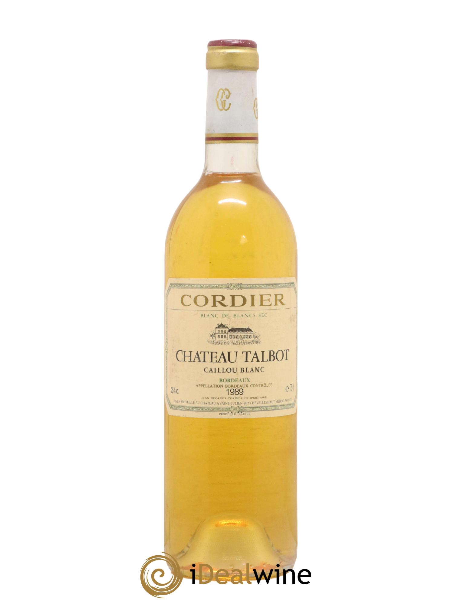 Château Talbot Caillou Blanc 1989 - Lot de 1 bouteille - 0