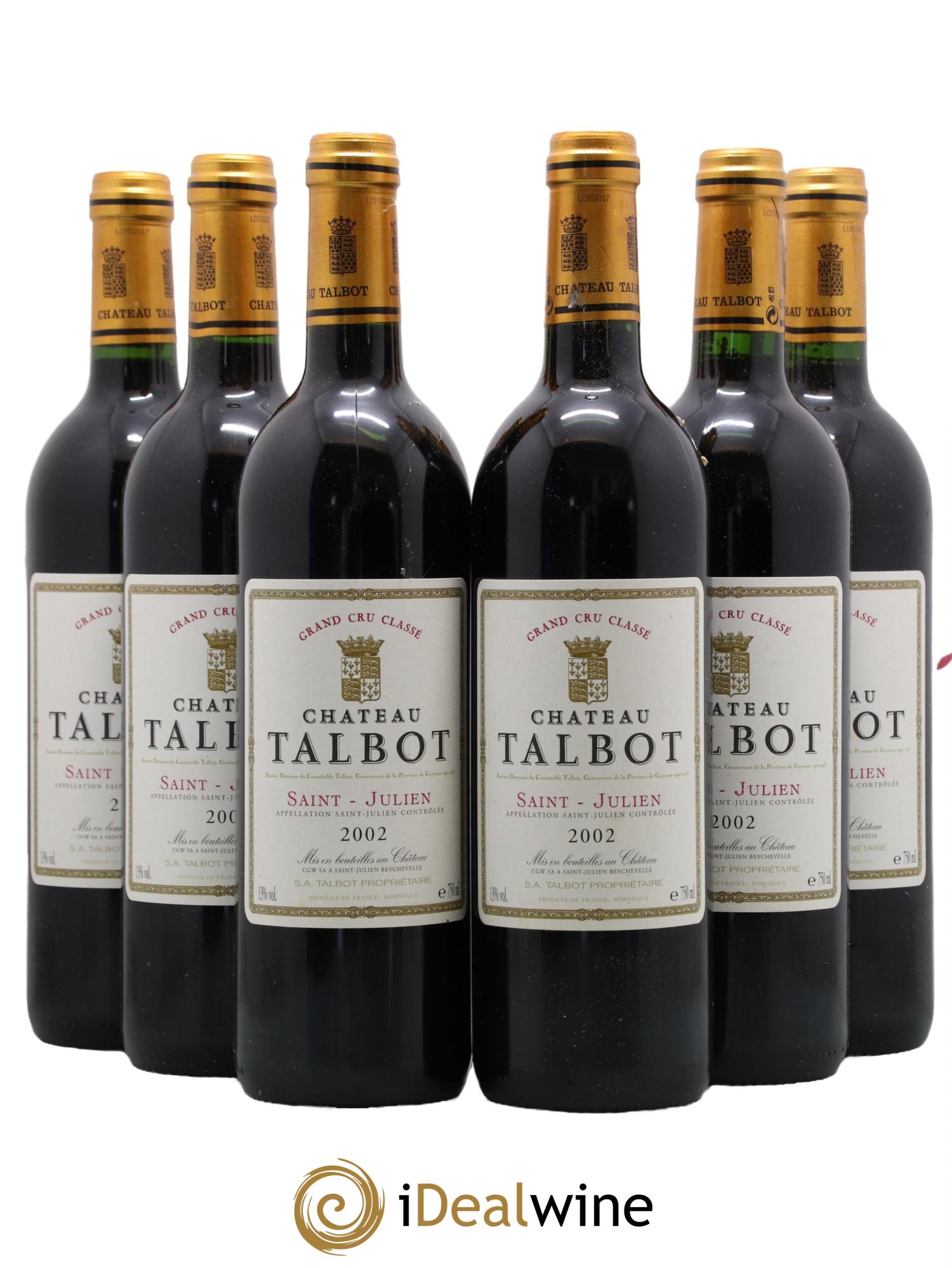 Château Talbot 4ème Grand Cru Classé 2002 - Lot de 6 bouteilles - 0