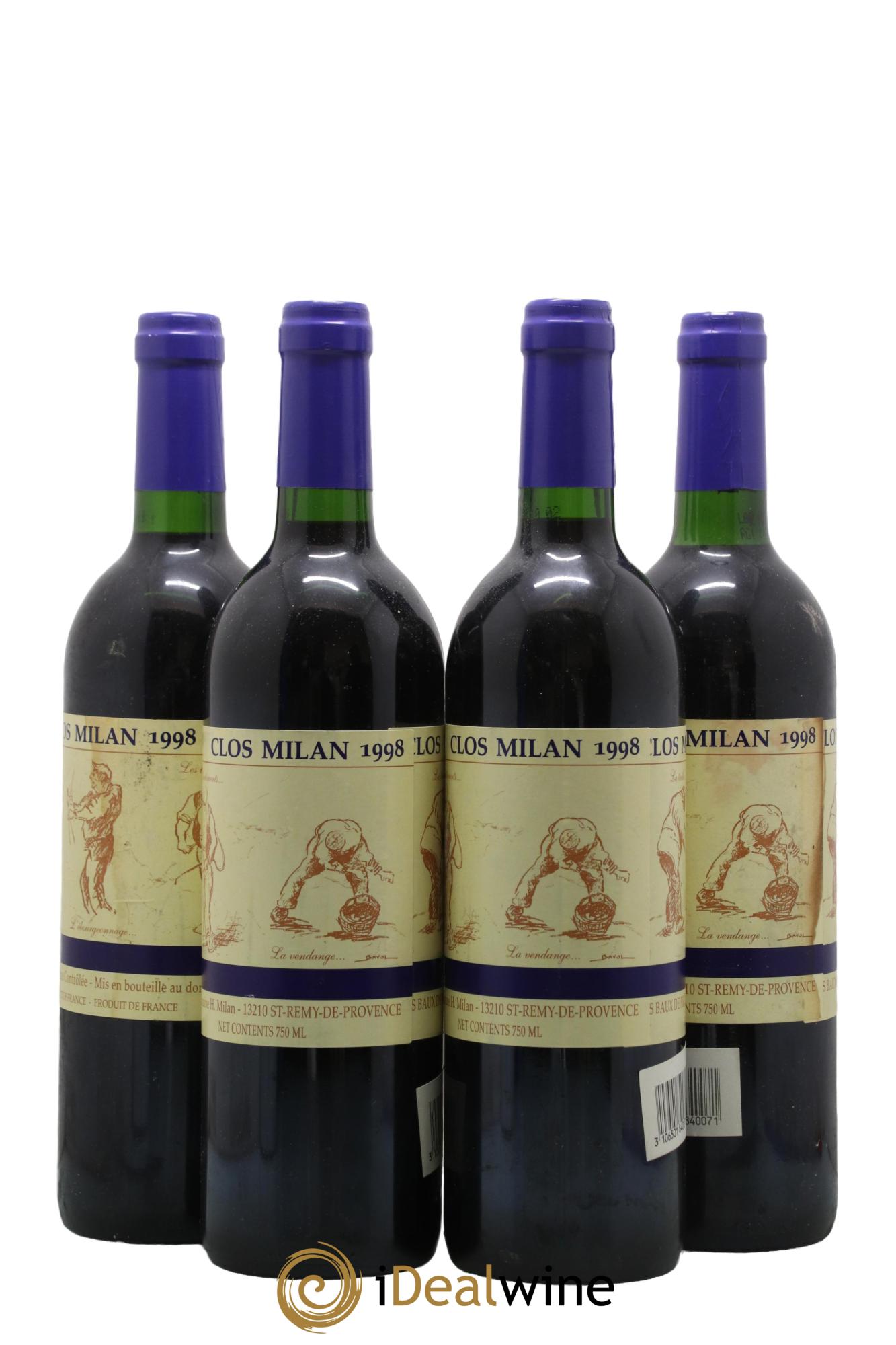Baux de Provence Clos Milan Henri Milan 1998 - Lot de 4 bouteilles - 0