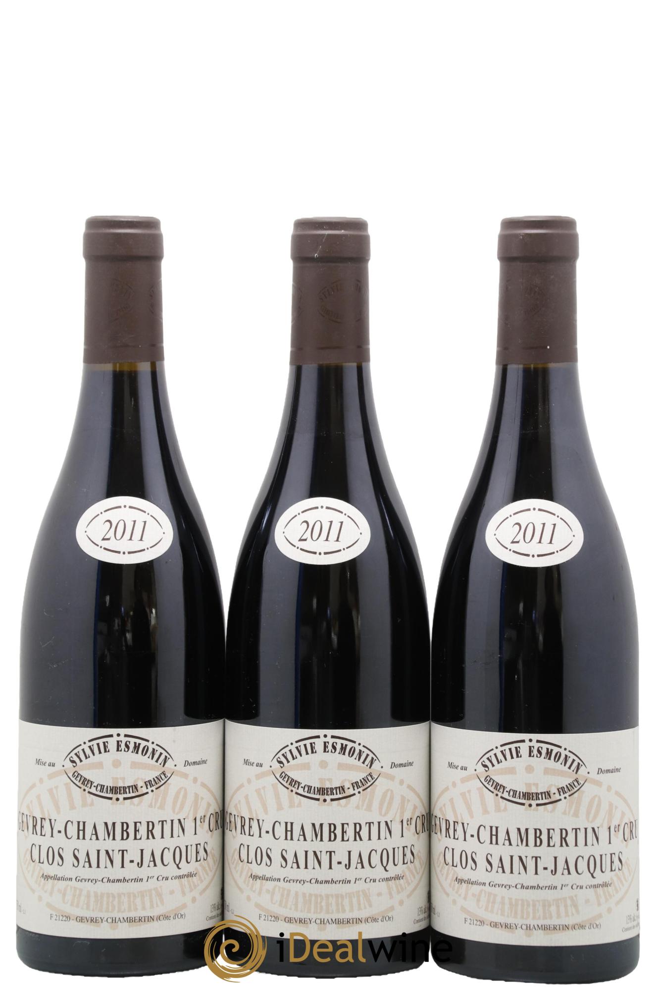 Gevrey-Chambertin 1er Cru Clos Saint Jacques Sylvie Esmonin 2011 - Lot of 3 bottles - 0