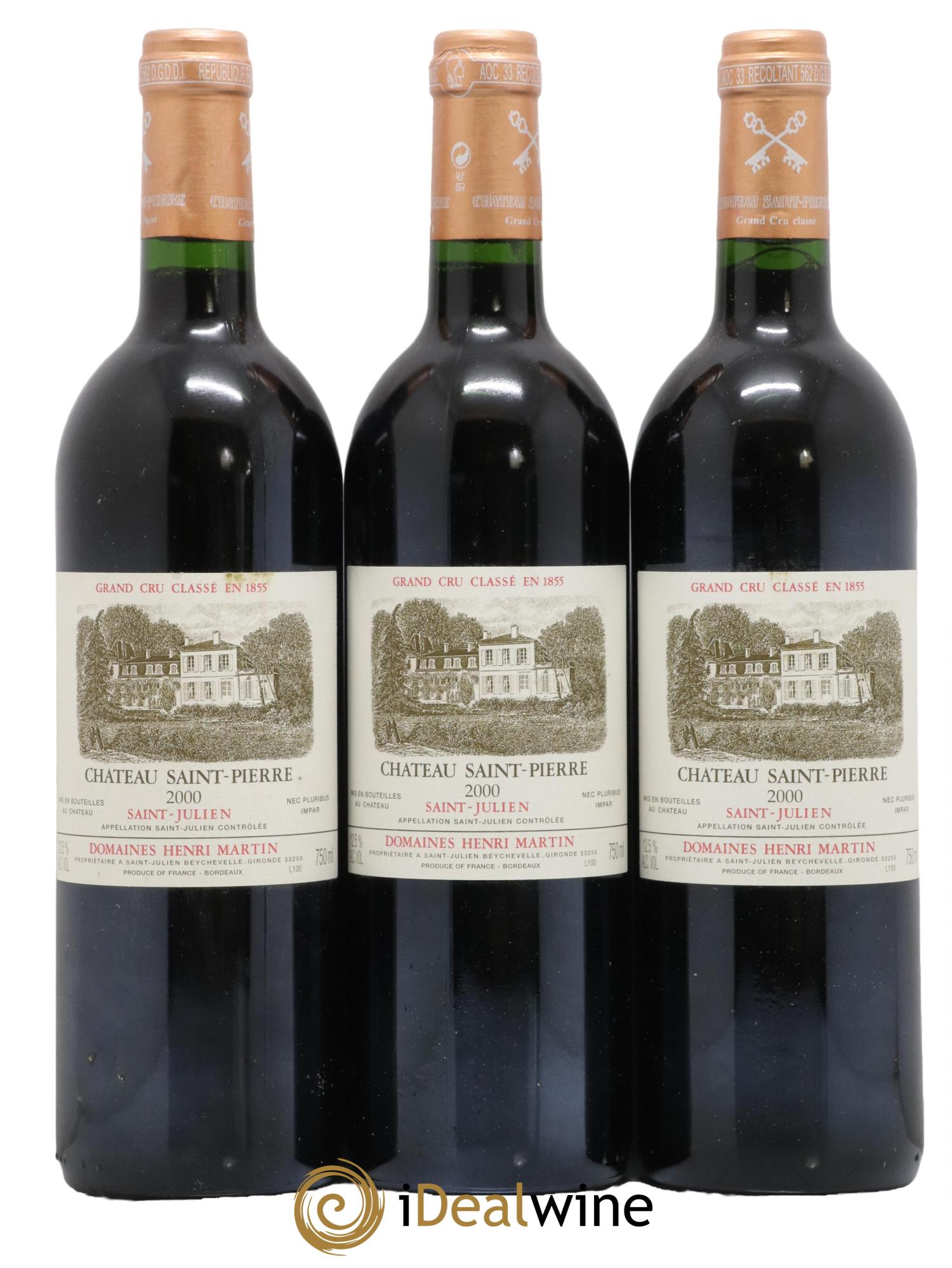 Château Saint-Pierre 4ème Grand Cru Classé 2000 - Lot of 3 bottles - 0