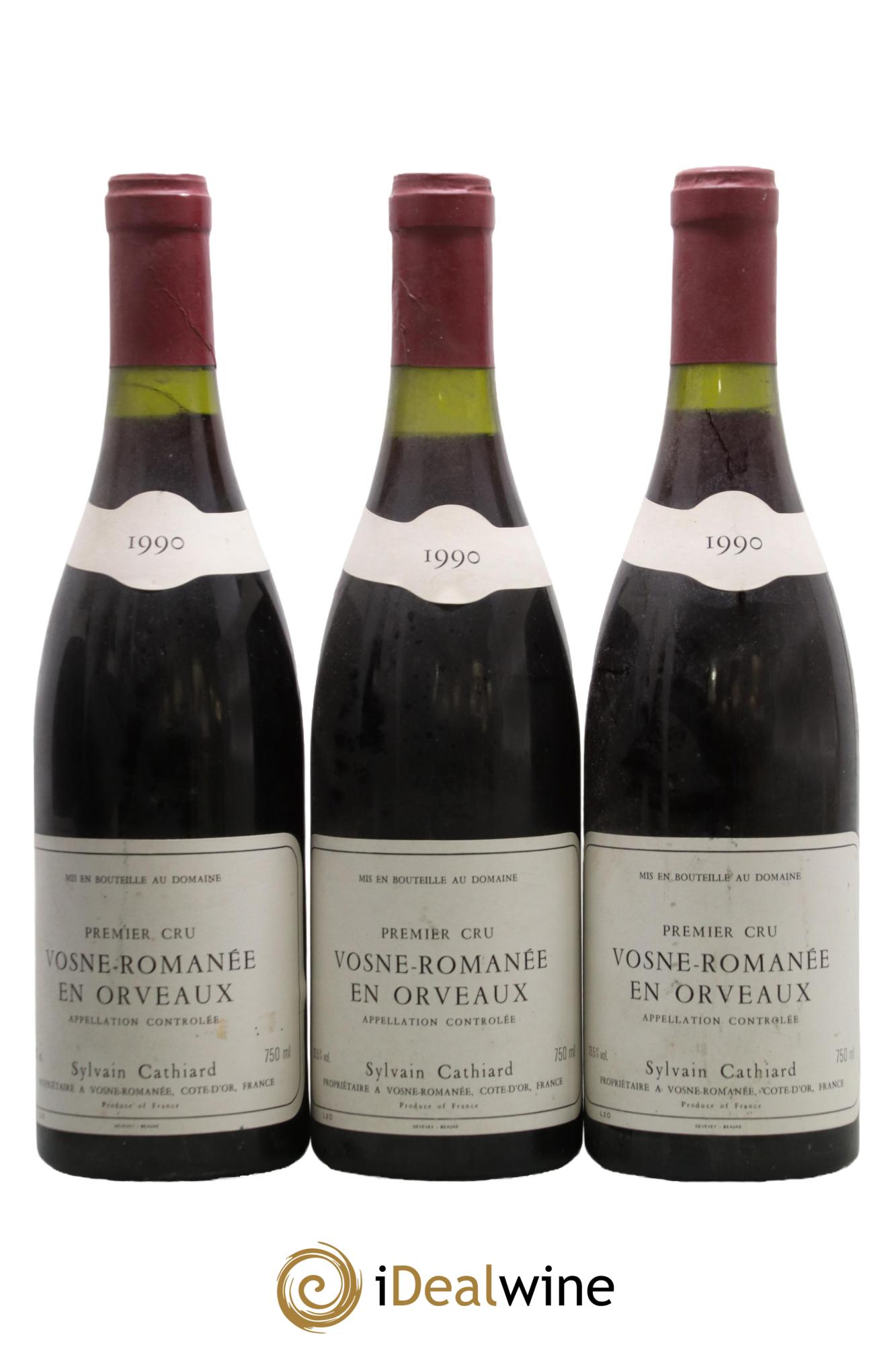 Vosne-Romanée 1er Cru En Orveaux Sylvain Cathiard & Fils 1990 - Lot de 3 bouteilles - 0