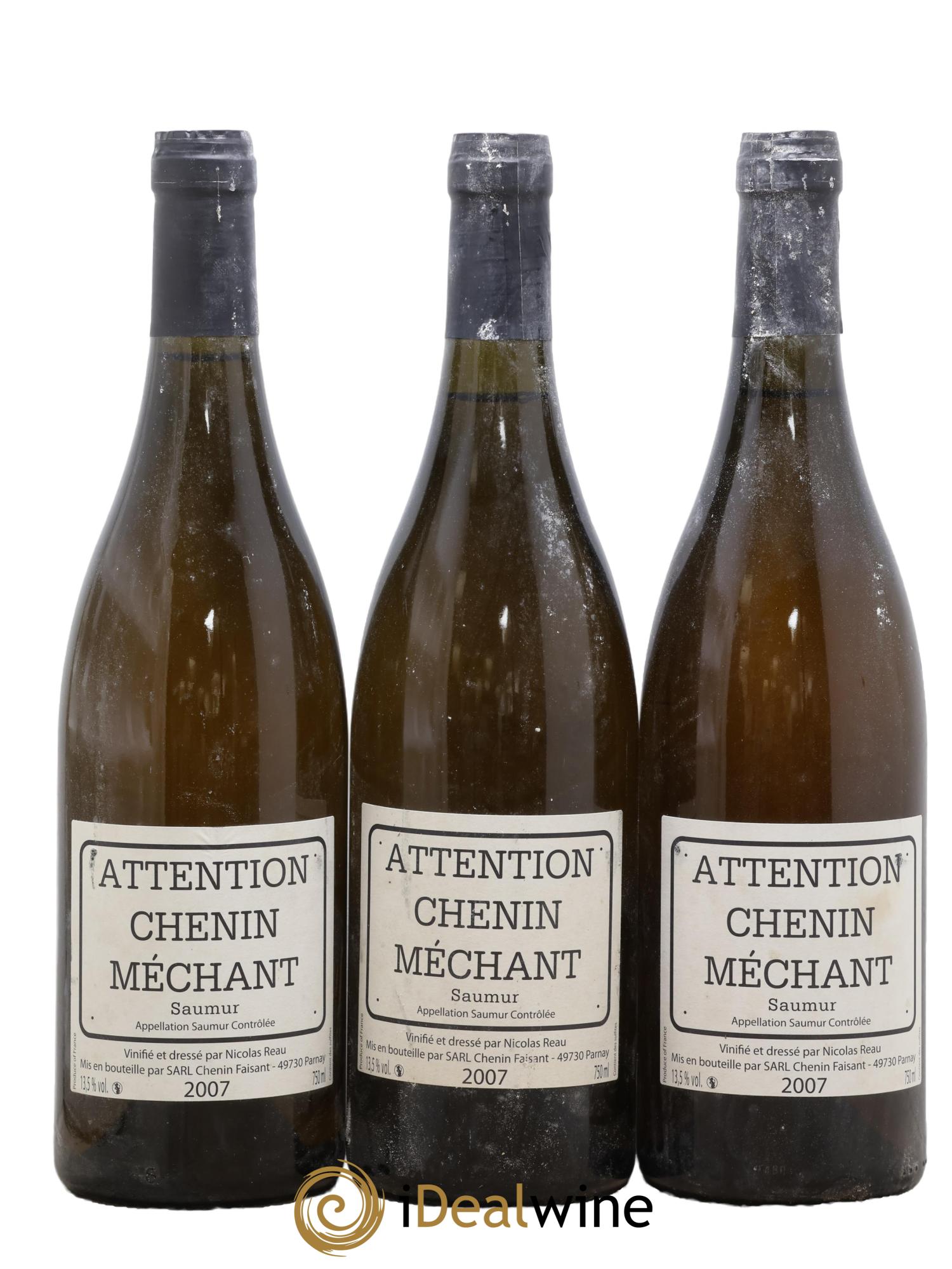 Saumur Attention Chien Mechant Nicolas Reau 2007 - Lot de 3 bouteilles - 0