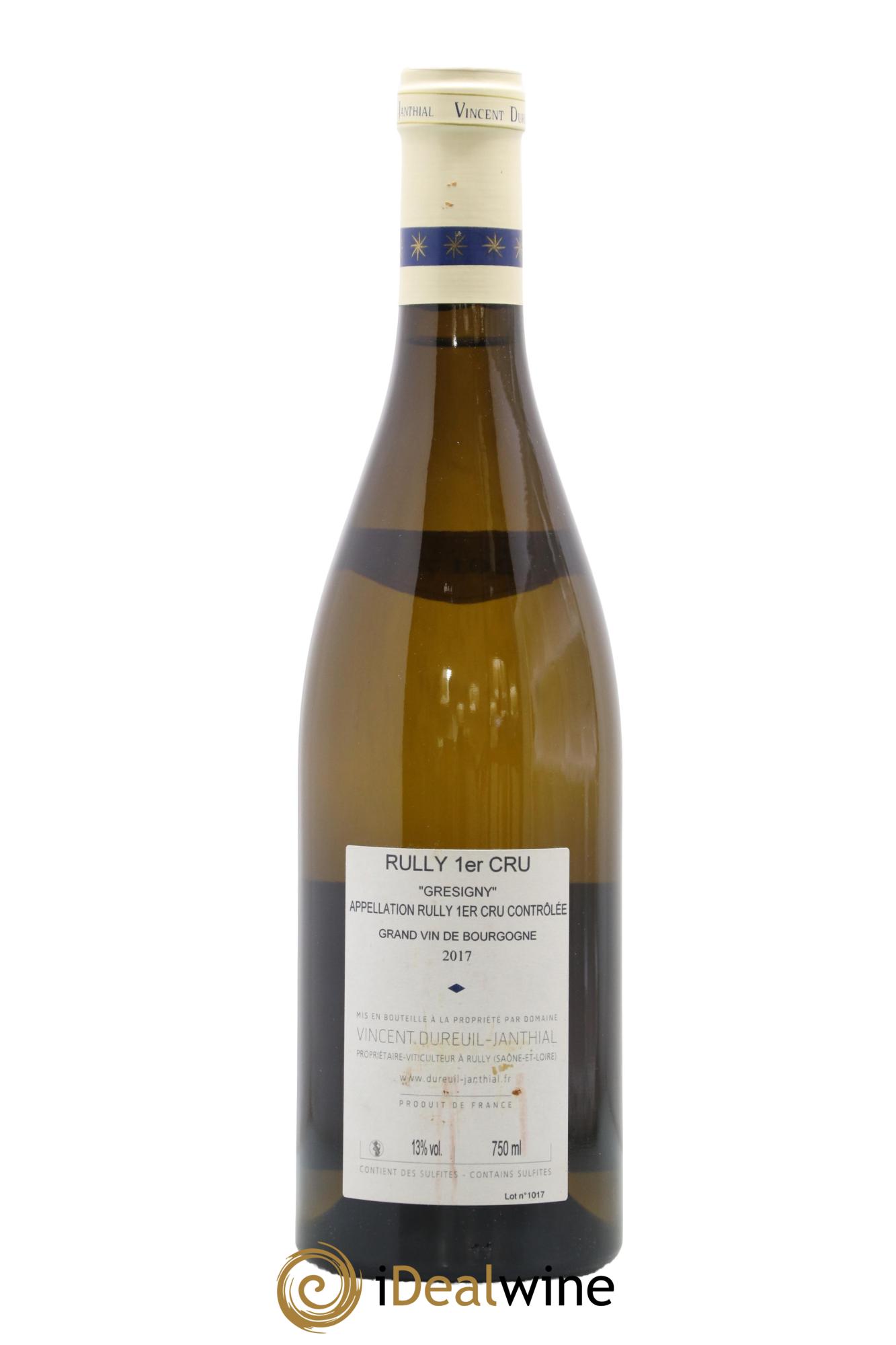 Rully 1er Cru Grésigny Vieilles Vignes Vincent Dureuil-Janthial 2017 - Lot de 1 bouteille - 1