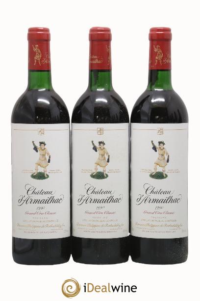 Château d' Armailhac - Mouton Baron(ne) Philippe 5ème Grand Cru Classé 1990 - Lot de 3 bouteilles - 0