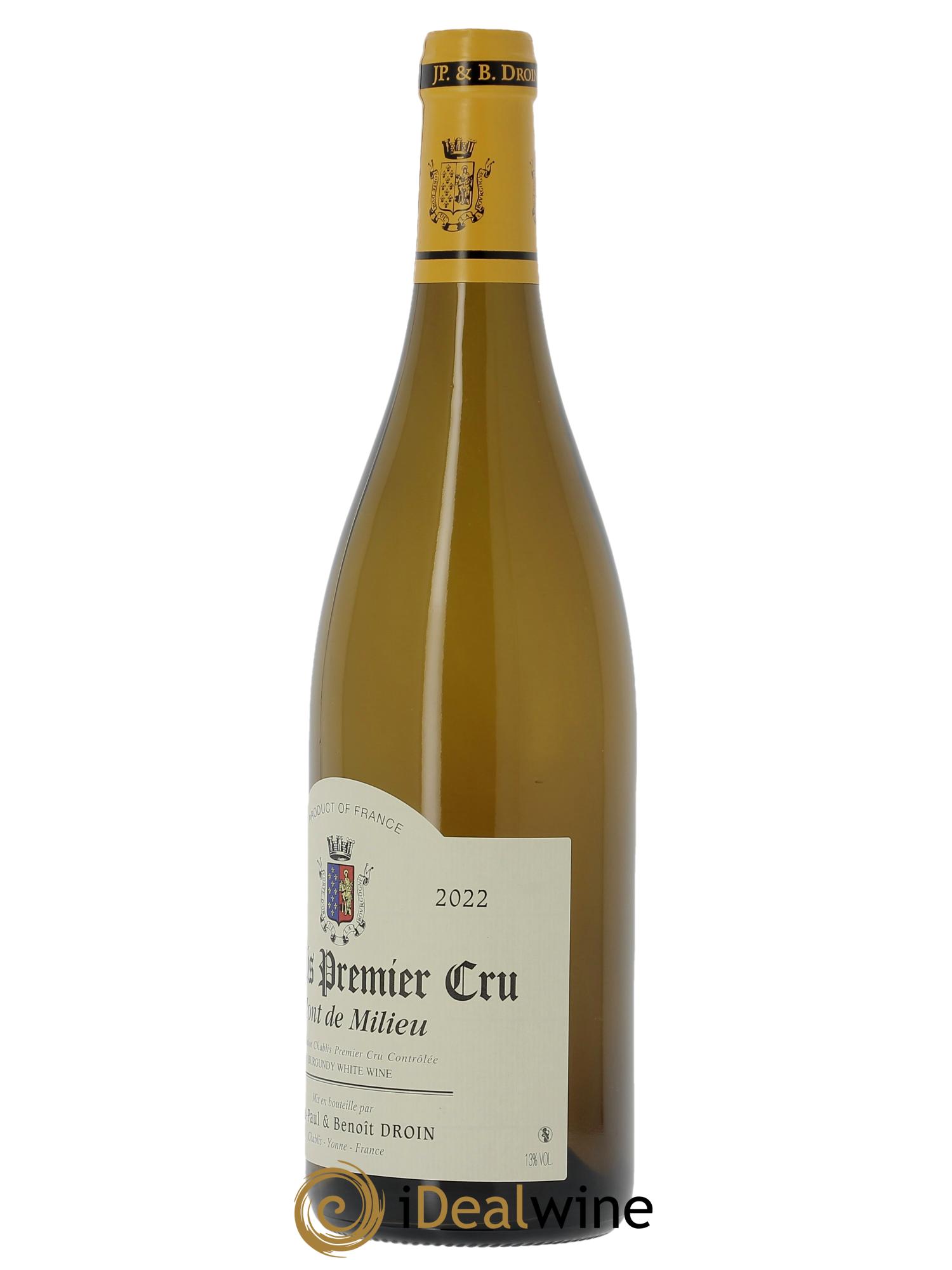 Chablis 1er Cru Mont de Milieu Jean-Paul & Benoît Droin (Domaine) 2022 - Lot de 1 bouteille - 1
