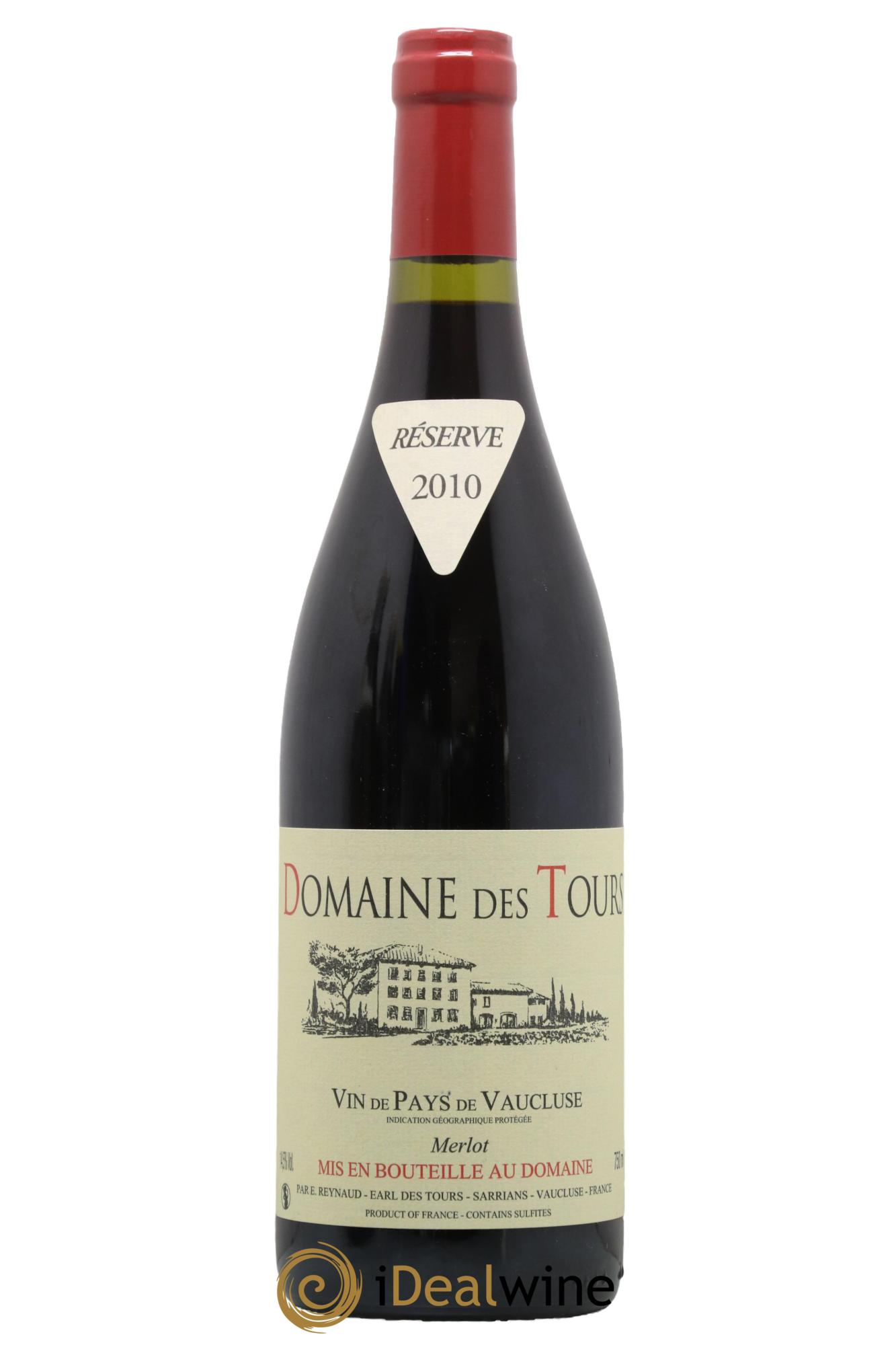 Vaucluse Domaine des Tours Merlot Emmanuel Reynaud 2010 - Lot de 1 bouteille - 0