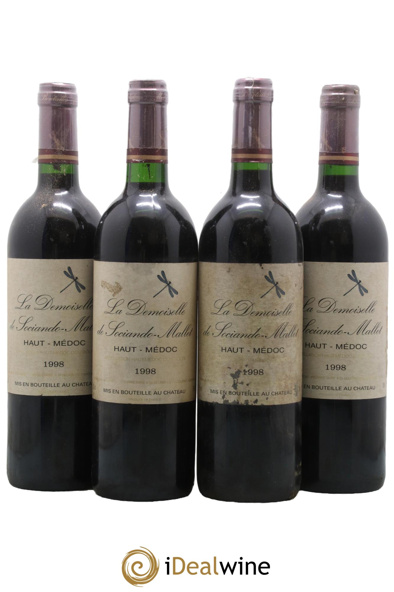 Demoiselle de Sociando Mallet Second Vin 1998 - Lot de 4 bouteilles - 0