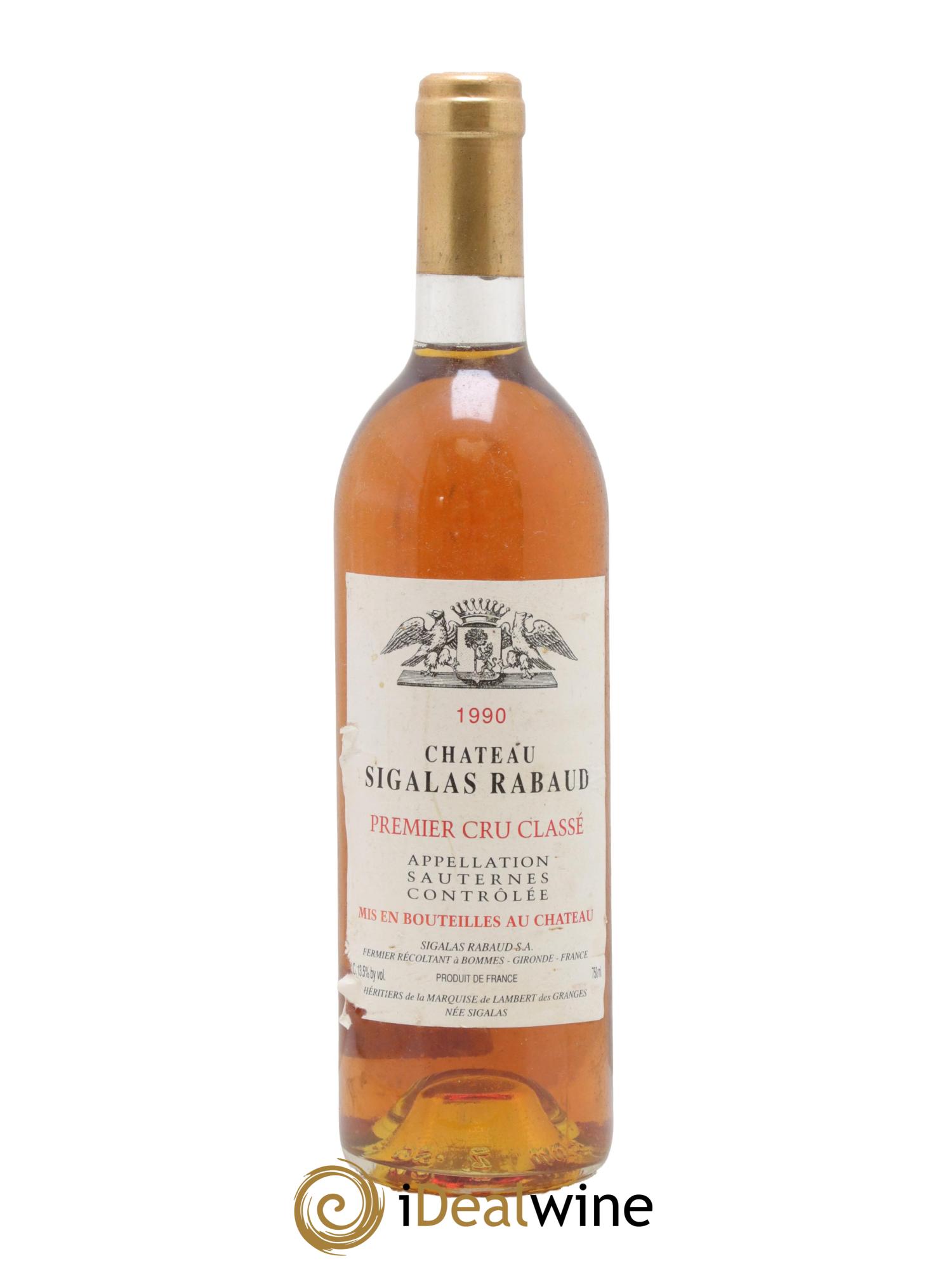 Château Sigalas Rabaud 1er Grand Cru Classé 1990 - Lotto di 1 bottiglia - 0