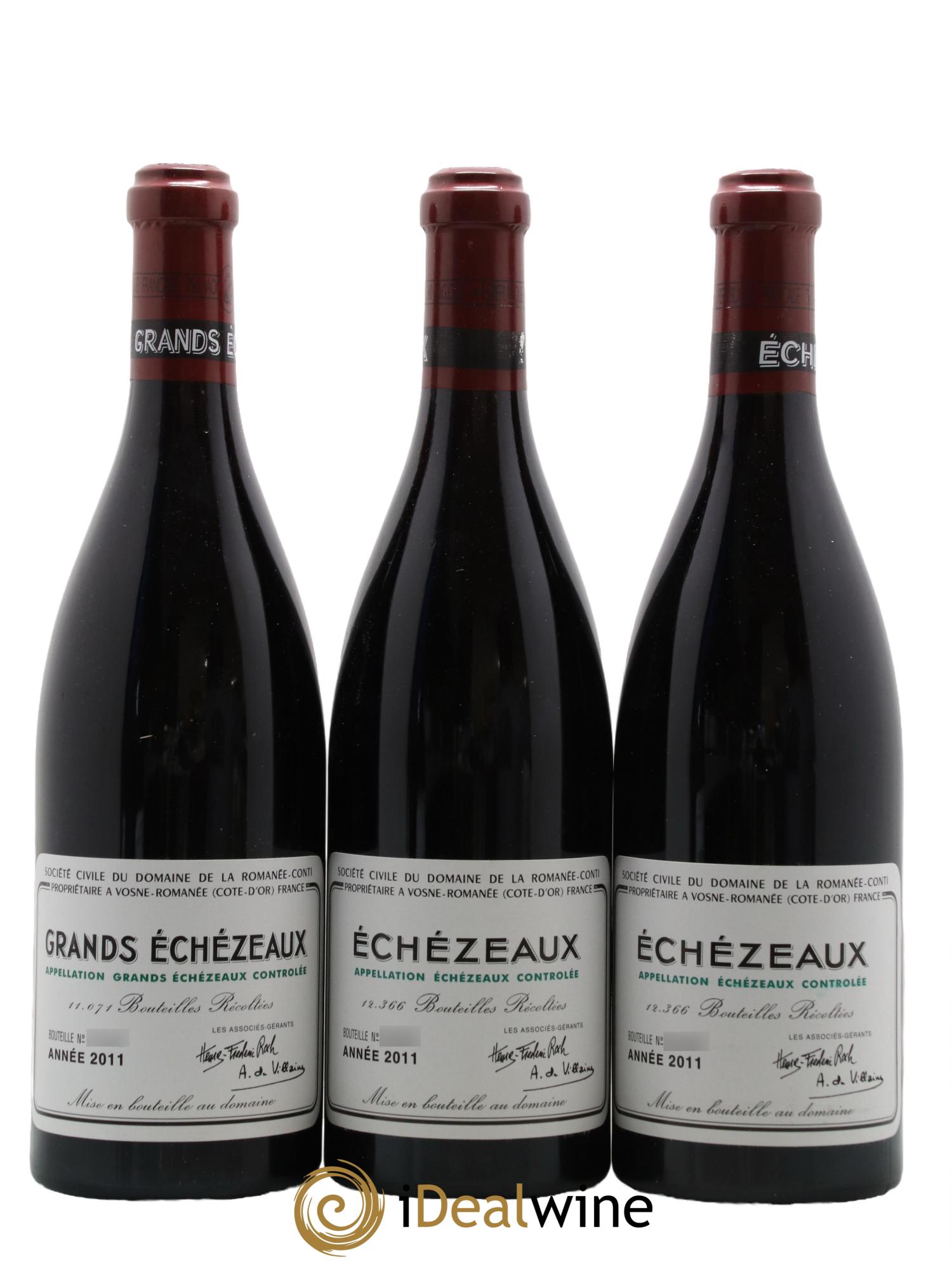 Assortiment 2011 du Domaine de la Romanée-Conti Domaine de la Romanée-Conti 3 La Tache, 2 Richebourg, 1 Romanee Conti, 2 Romanee Saint Vivant, 2 Echezeaux, 2 Grands Echezeaux 2011 - Lot of 12 bottles - 1
