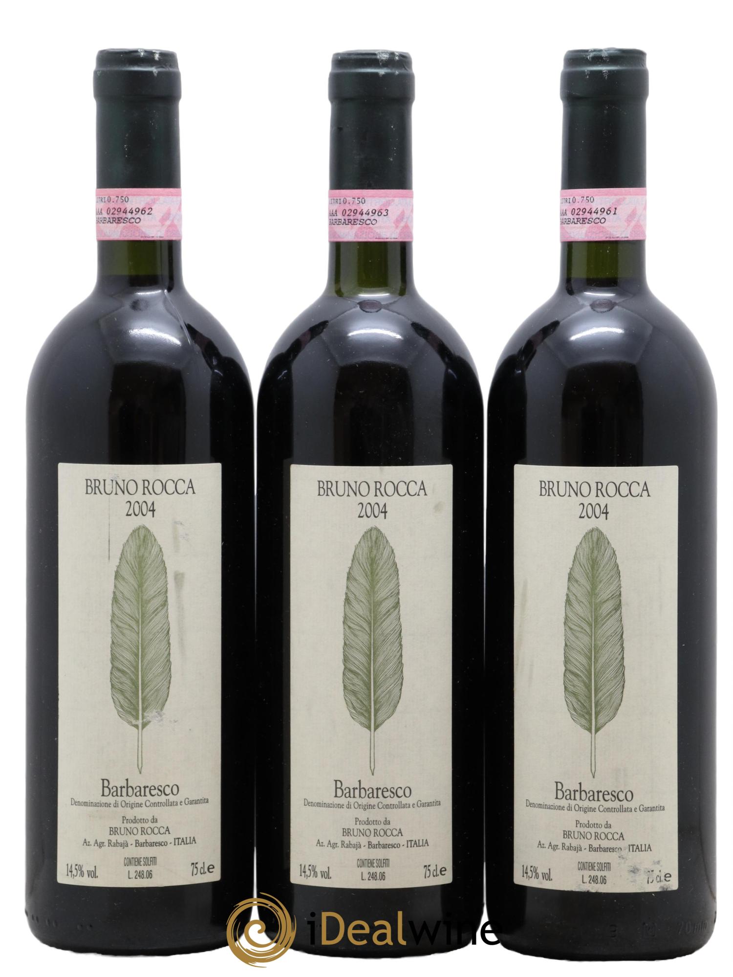 Barbaresco DOCG Bruno Rocca 2004 - Lot of 3 bottles - 0