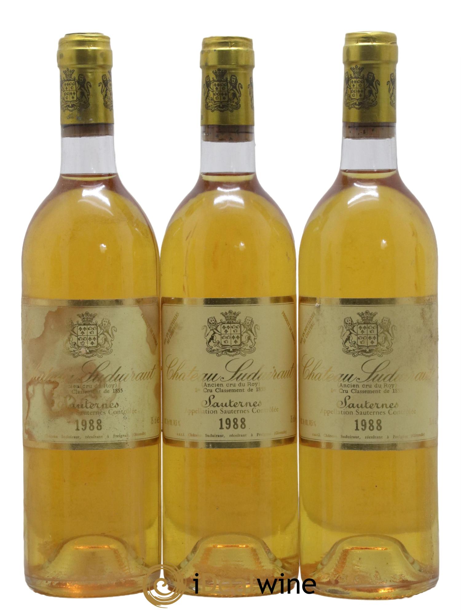 Château Suduiraut 1er Grand Cru Classé 1988 - Lotto di 3 bottiglie - 0