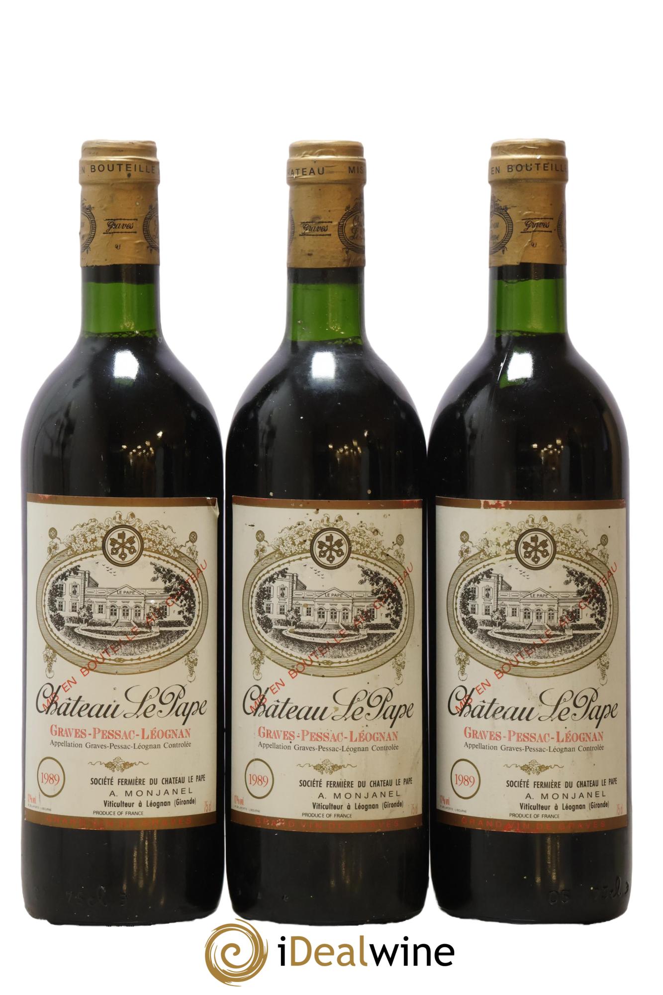 Château Le Pape 1989 - Lot de 3 bouteilles - 0