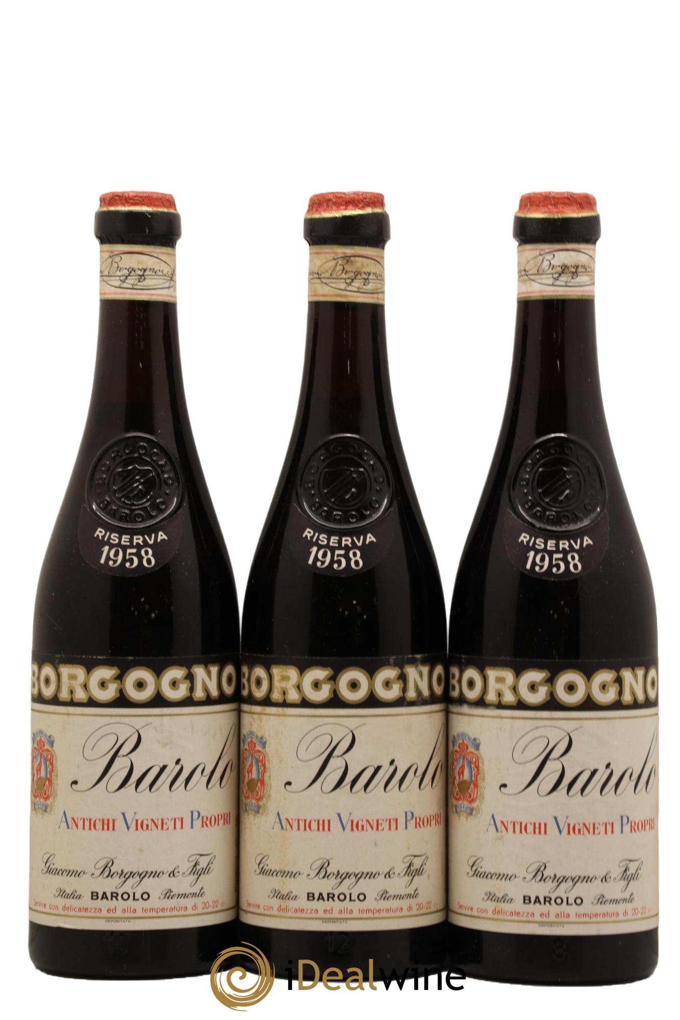 Barolo Riserva Borgogno 1958 - Lot of 3 bottles - 0
