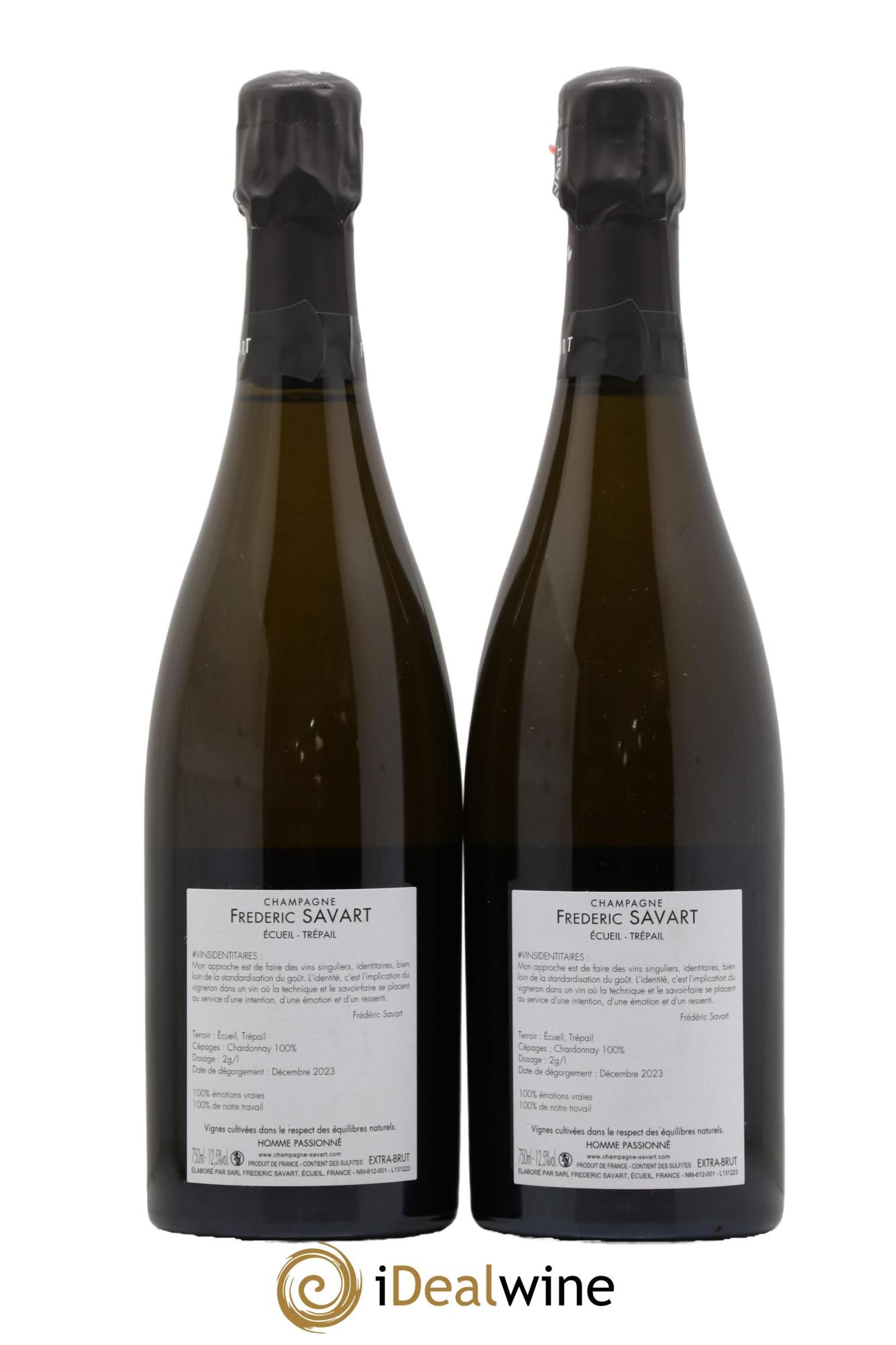 Champagne Extra Brut 1er Cru Blanc de Blanc Ecueil Trepail Maison Frederic Savart - Lot de 2 bouteilles - 1