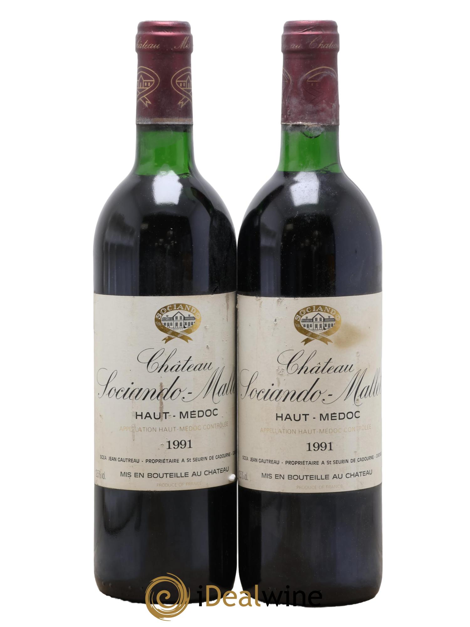 Château Sociando Mallet 1991 - Lot of 2 bottles - 0