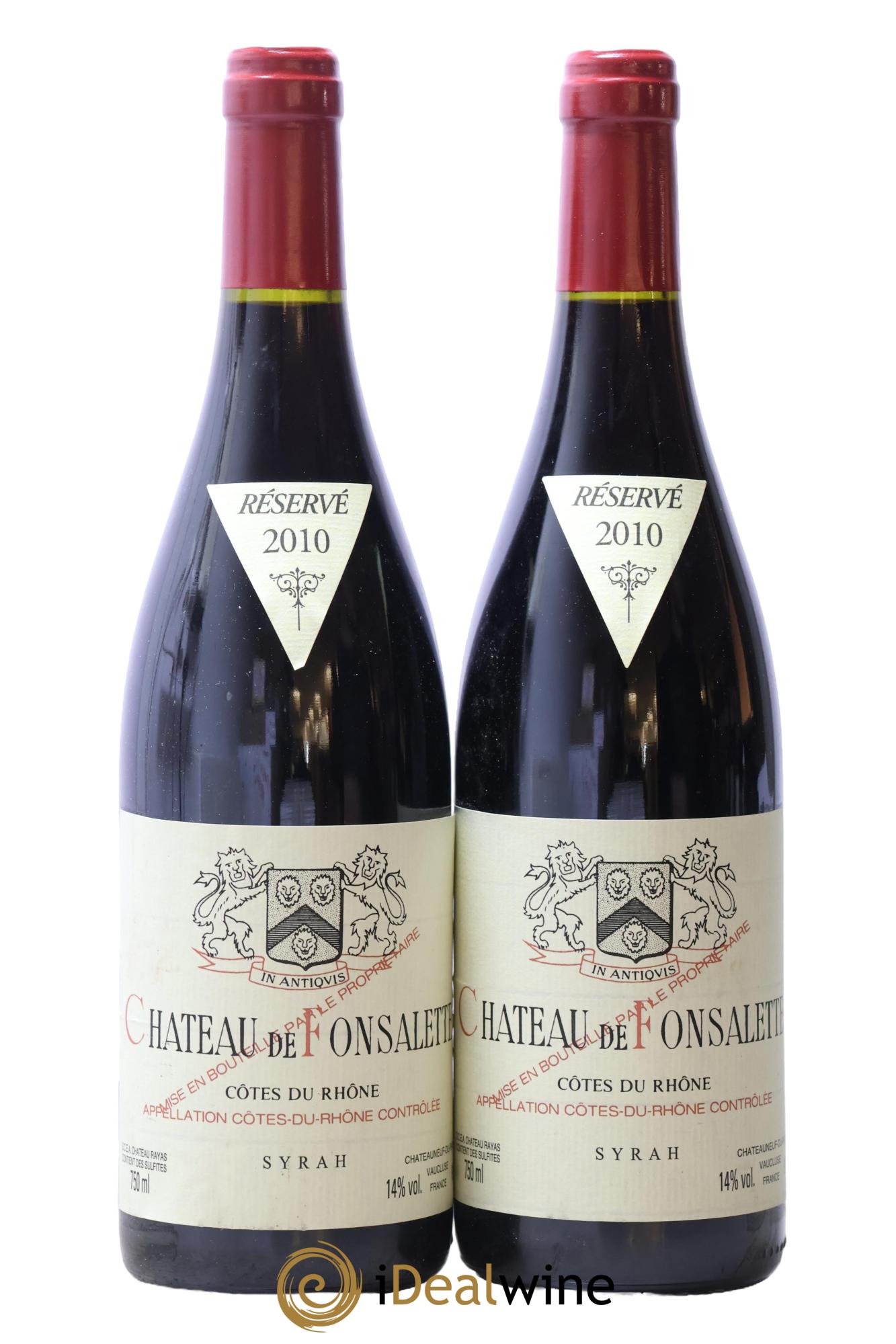 Côtes-du-Rhône Cuvée Syrah Château de Fonsalette 2010 - Lot de 2 bouteilles - 0