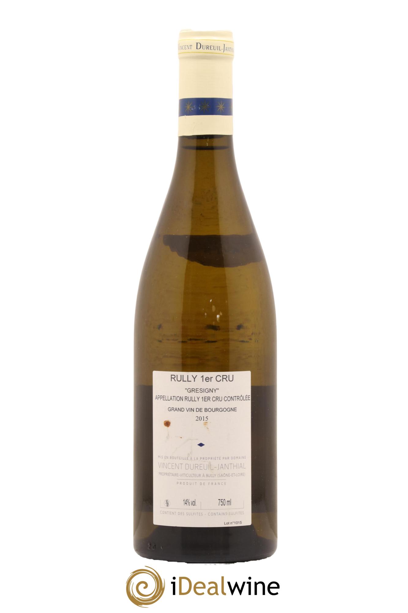 Rully 1er Cru Grésigny Vieilles Vignes Vincent Dureuil-Janthial 2015 - Posten von 1 Flasche - 1